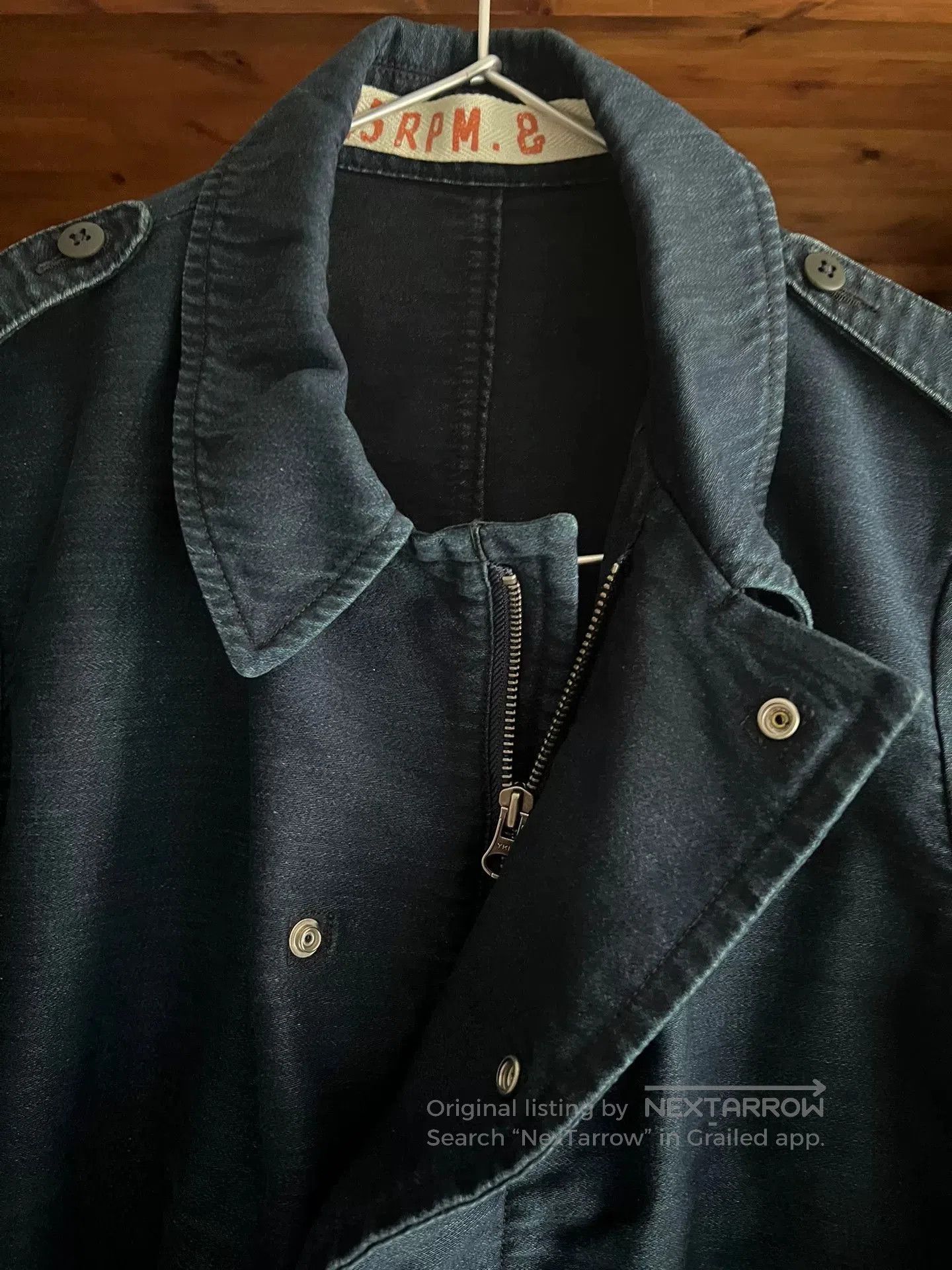 45rpm blue dyed motorcycle jacket with subtle vintage touch. Size US M / EU 48-50 / 2 - 6 Thumbnail