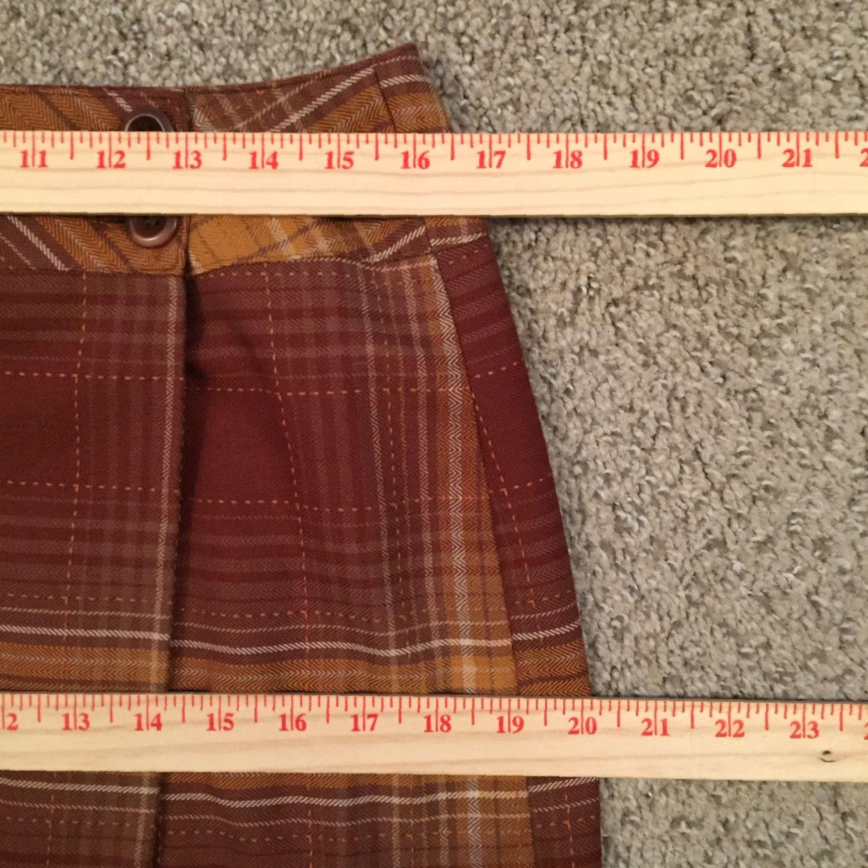 Vintage B. Moss Skirt Women's 10 Orange Plaid Knee Length Wrap Lined Polyester Rayon Pencil Size 32" / US 10 / IT 46 - 4 Thumbnail