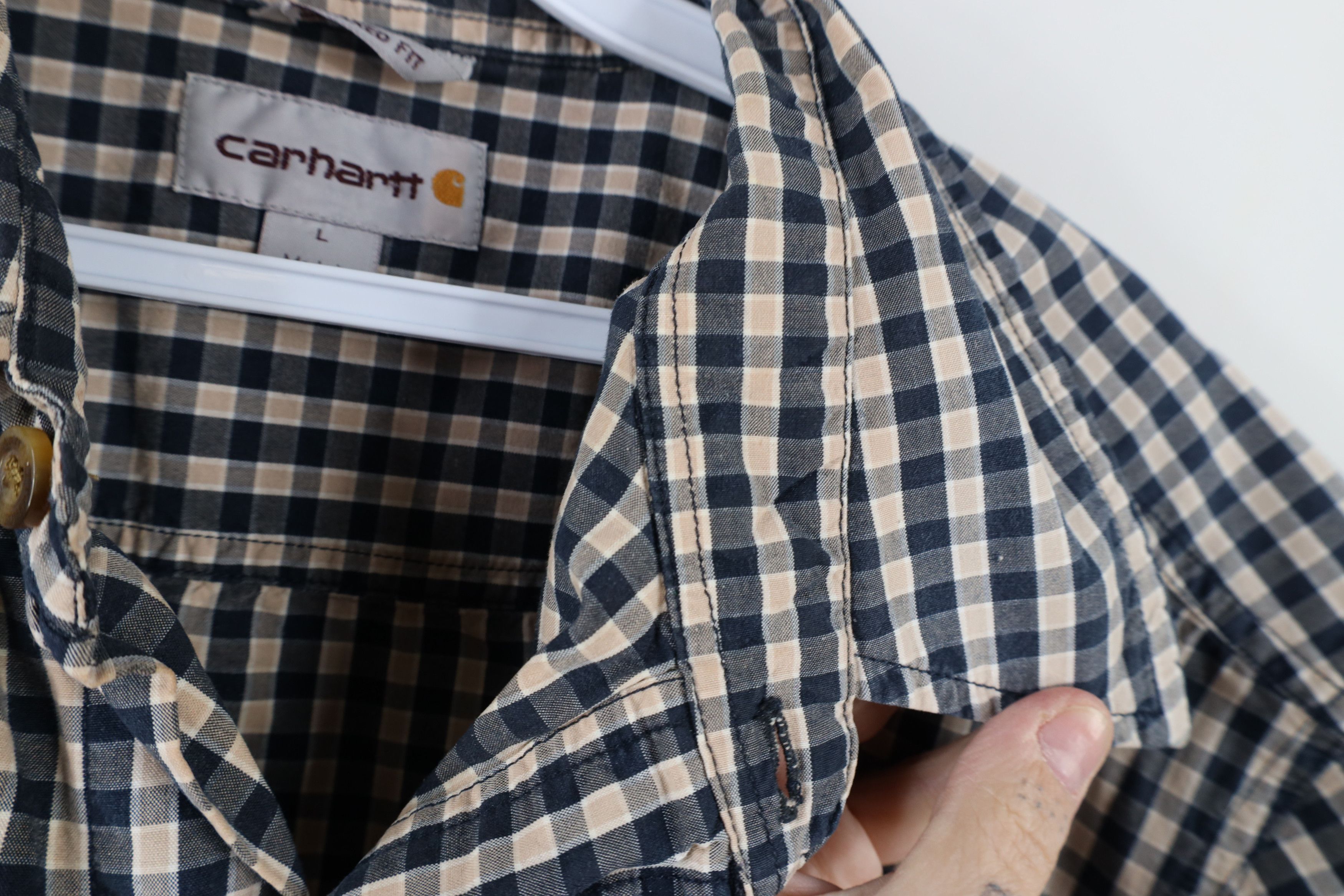 Carhartt × Vintage Vintage Carhartt Checkered Short Sleeve Button Shirt Cotton Size US L / EU 52-54 / 3 - 8 Thumbnail