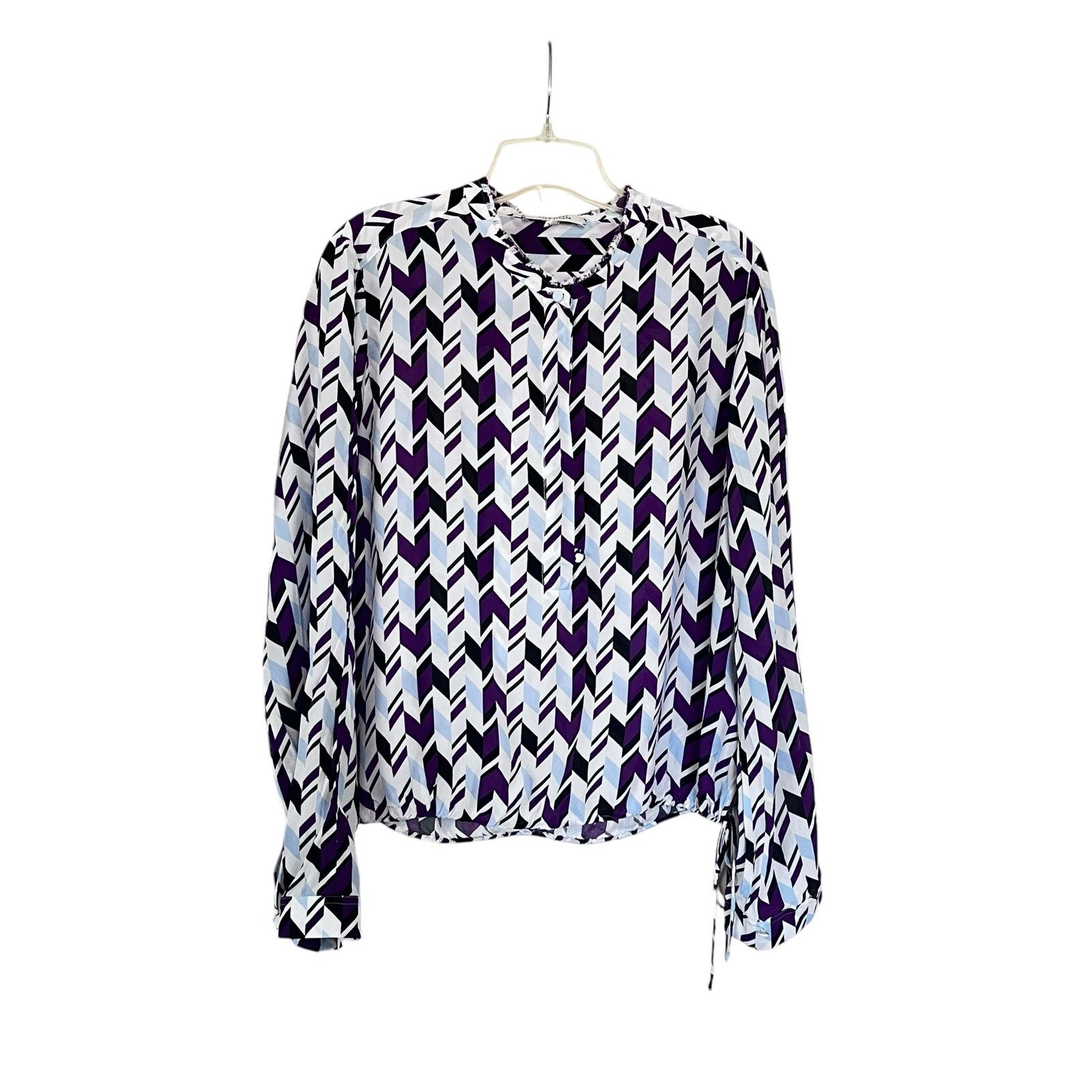 DOROTHEE SCHUMACHER Dorothee Schumacher Purple Geometric Print Fluid Blouse Size L / US 10 / IT 46 - 4 Thumbnail