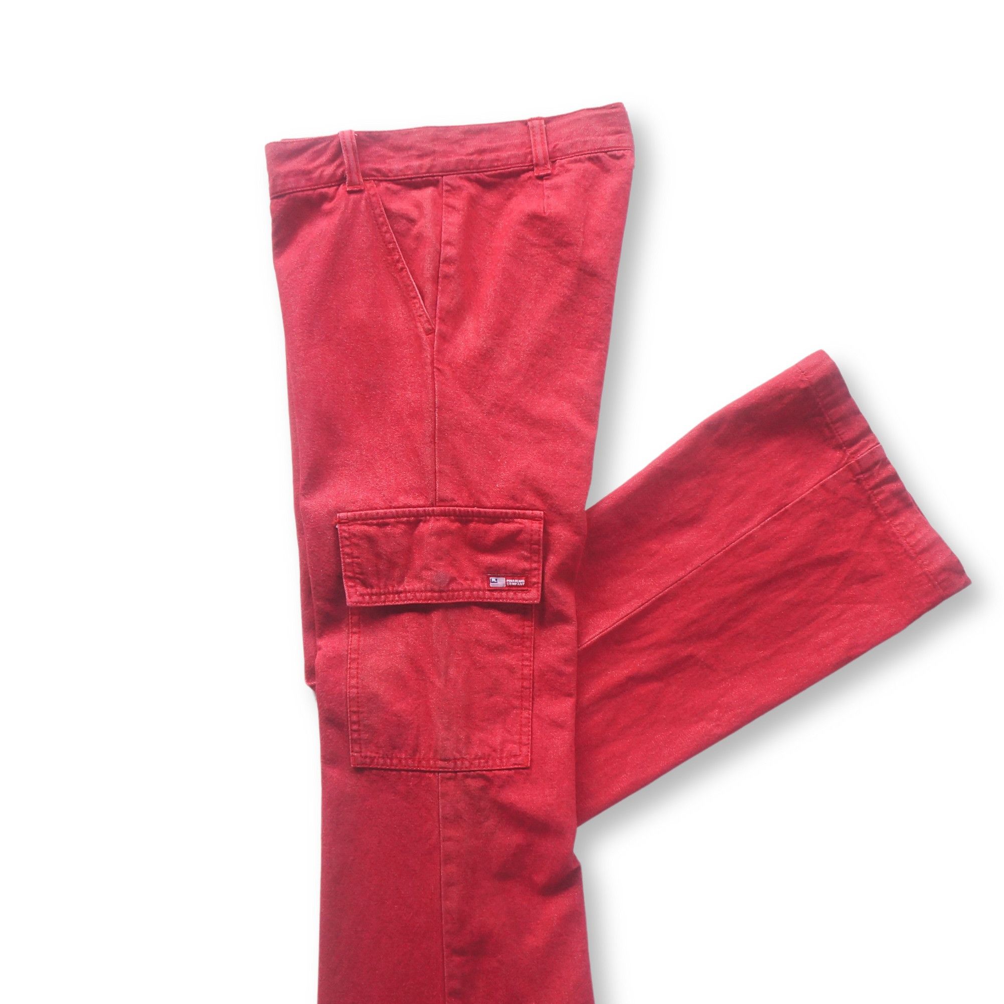 Polo Ralph Lauren Polo Jeans Ralph Lauren Red Flare Cargo Pants Size 26" / US 2 / IT 38 - 3 Thumbnail
