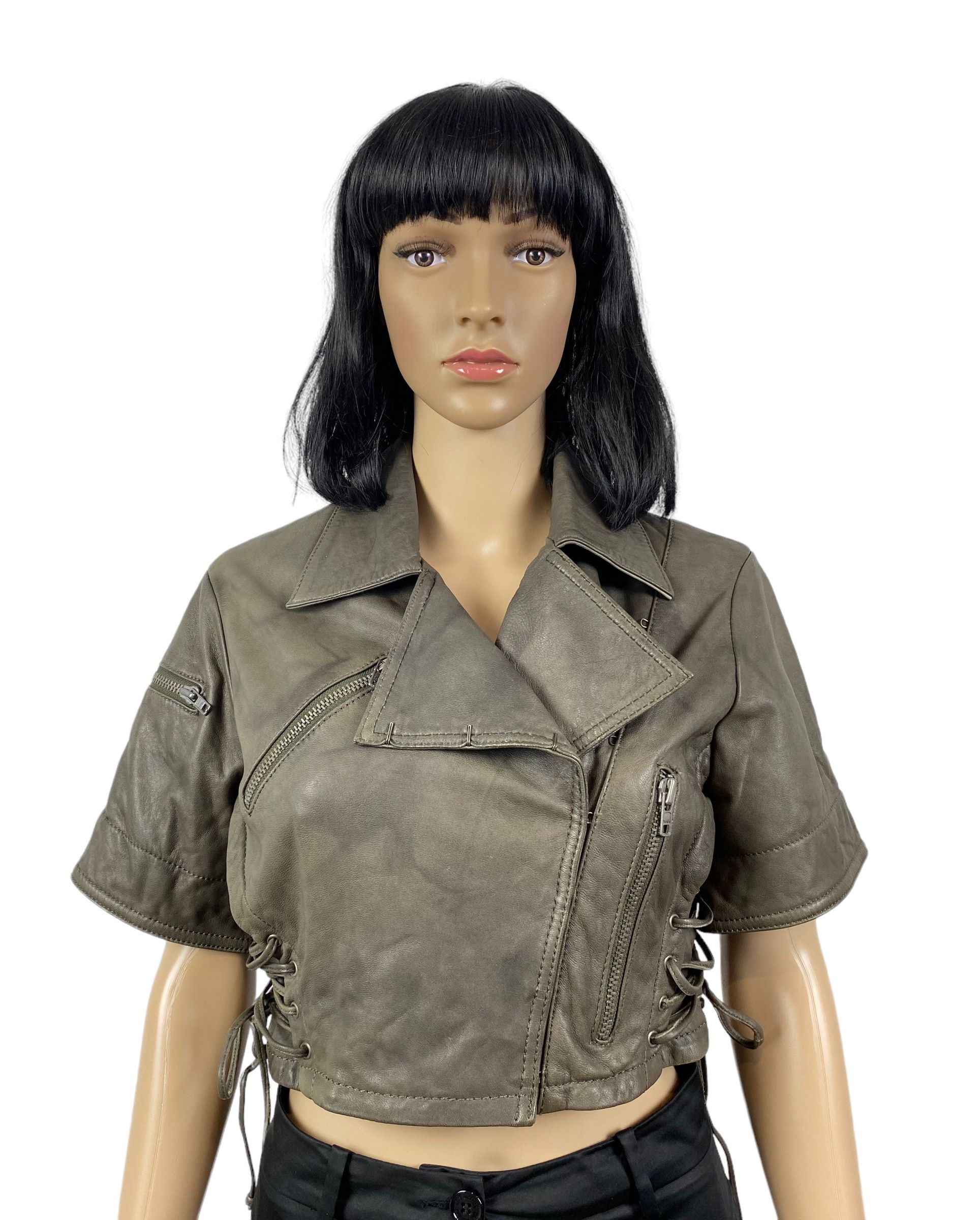 Allsaints all saints leather jacket short sleeve womens size us 10 Size L / US 10 / IT 46 - 1 Thumbnail