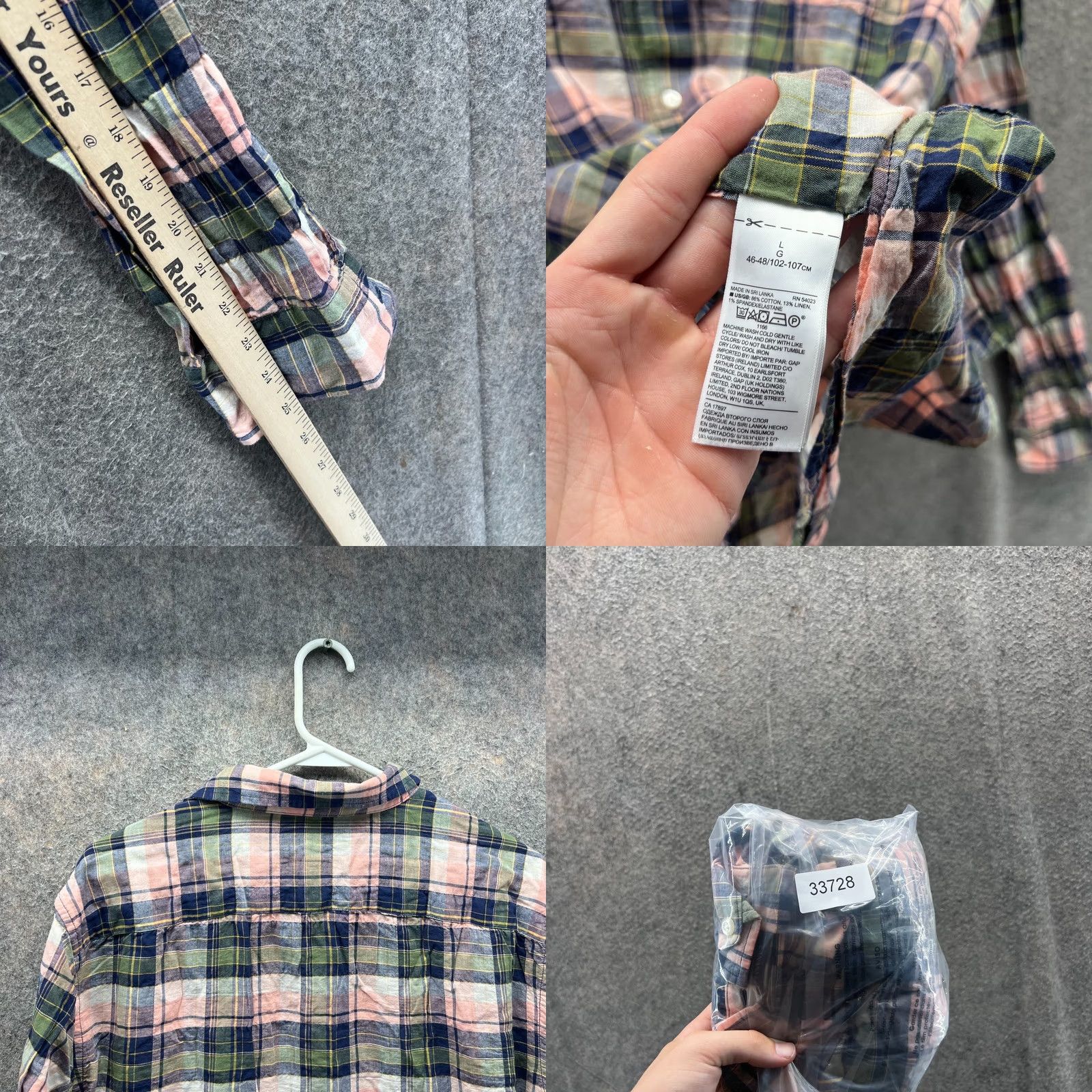 Banana Republic Banana Republic Shirt Men Large Blue Pink Plaid Button-Down Untucked Slim Cotton Shirt Size US L / EU 52-54 / 3 - 8 Thumbnail