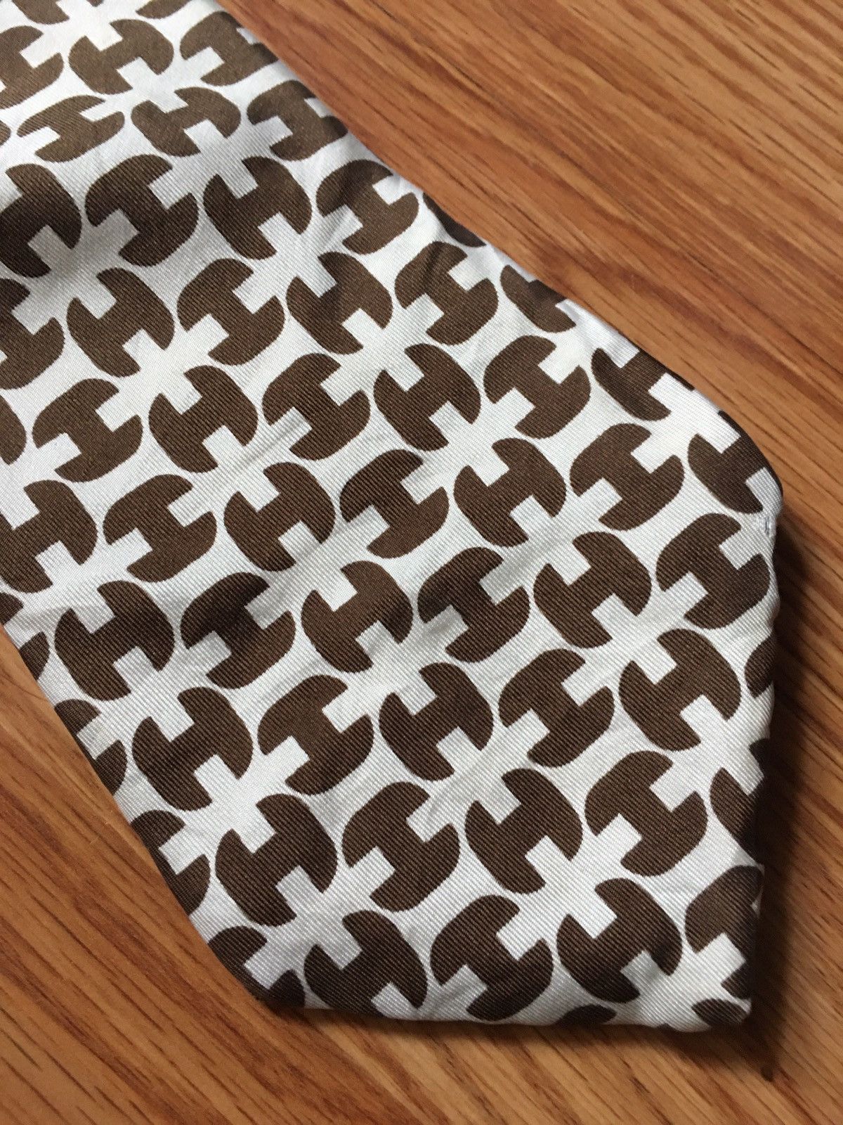 Hermes HERMES Paris Vintage Logo H Monogram 213 FA Silk Mens Tie Size ONE SIZE - 4 Thumbnail