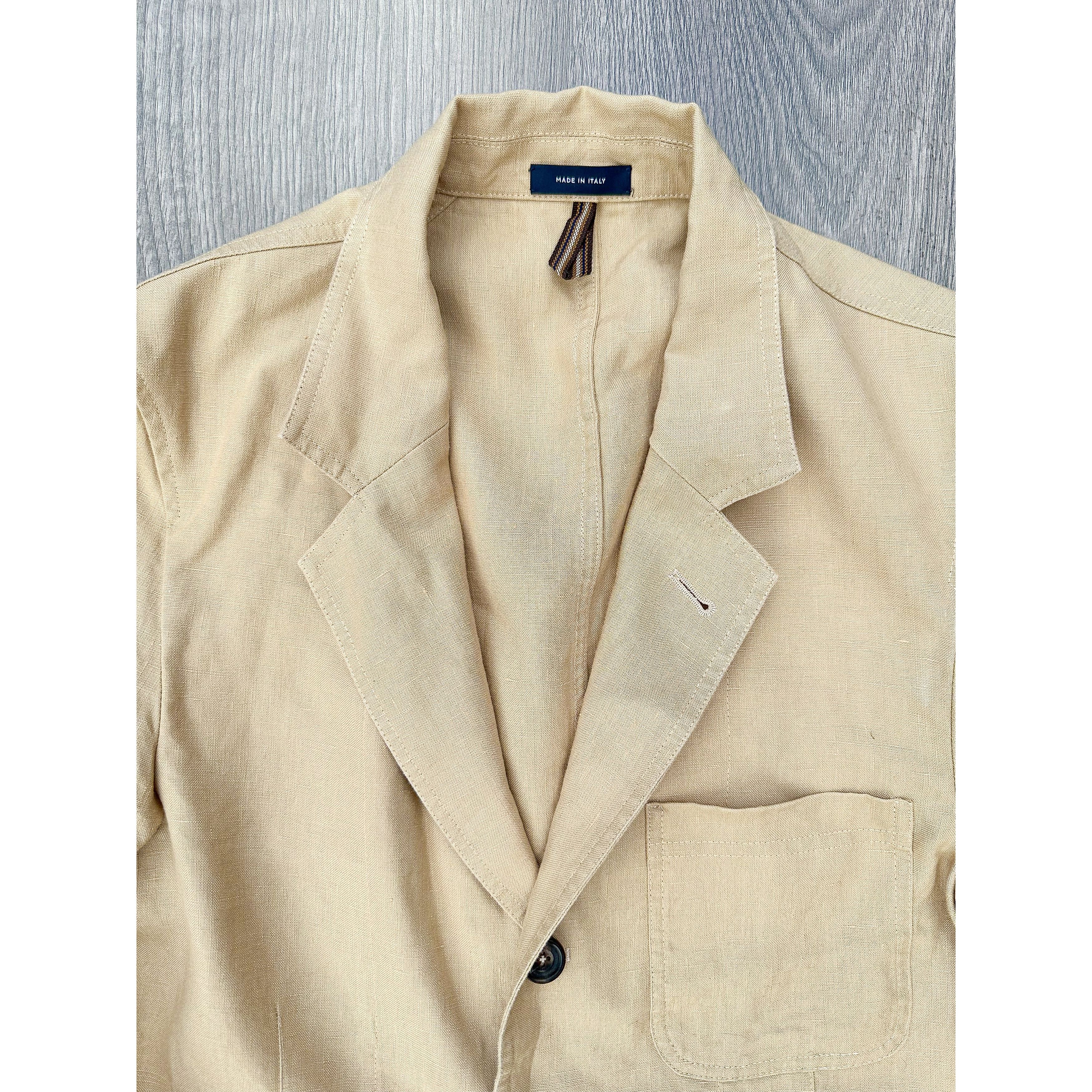Drake's Drake's Linen Stone Unstructured Suit Blazer Jacket Size 46R - 2 Thumbnail