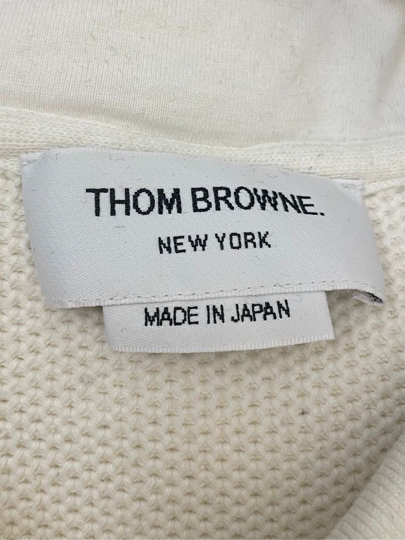 Thom Browne Thom browne Milk-white four-striped waffle hooded hoodie 25 Size US M / EU 48-50 / 2 - 6 Thumbnail