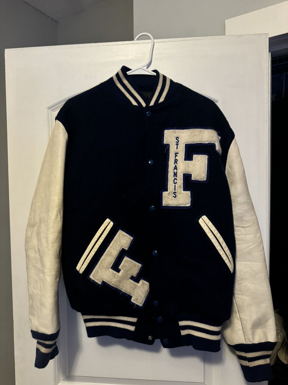 Holloway Vintage Navy Blue Varsity Jacket Size US M / EU 48-50 / 2 - 1 Thumbnail