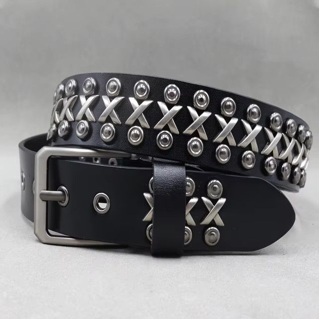 Jewelry Square Bead Rivet Belt Metal Pyramid Belt Size ONE SIZE - 6 Thumbnail