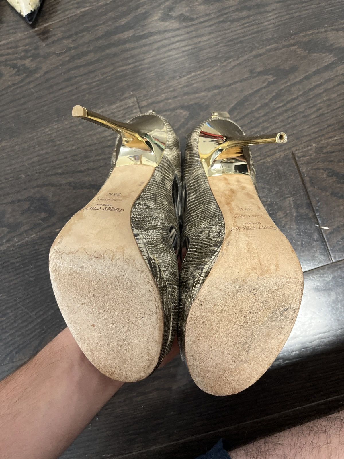 Jimmy Choo Jimmy Choo Snakeskin Heels Size US 8.5 / IT 38.5 - 5 Thumbnail