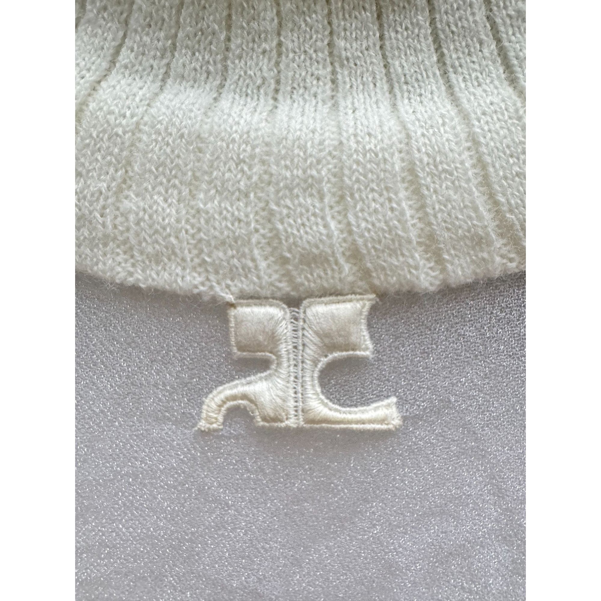 Courreges Vintage 1970s White Nylon + Wool Rib Rollneck Size XS / US 0-2 / IT 36-38 - 5 Thumbnail