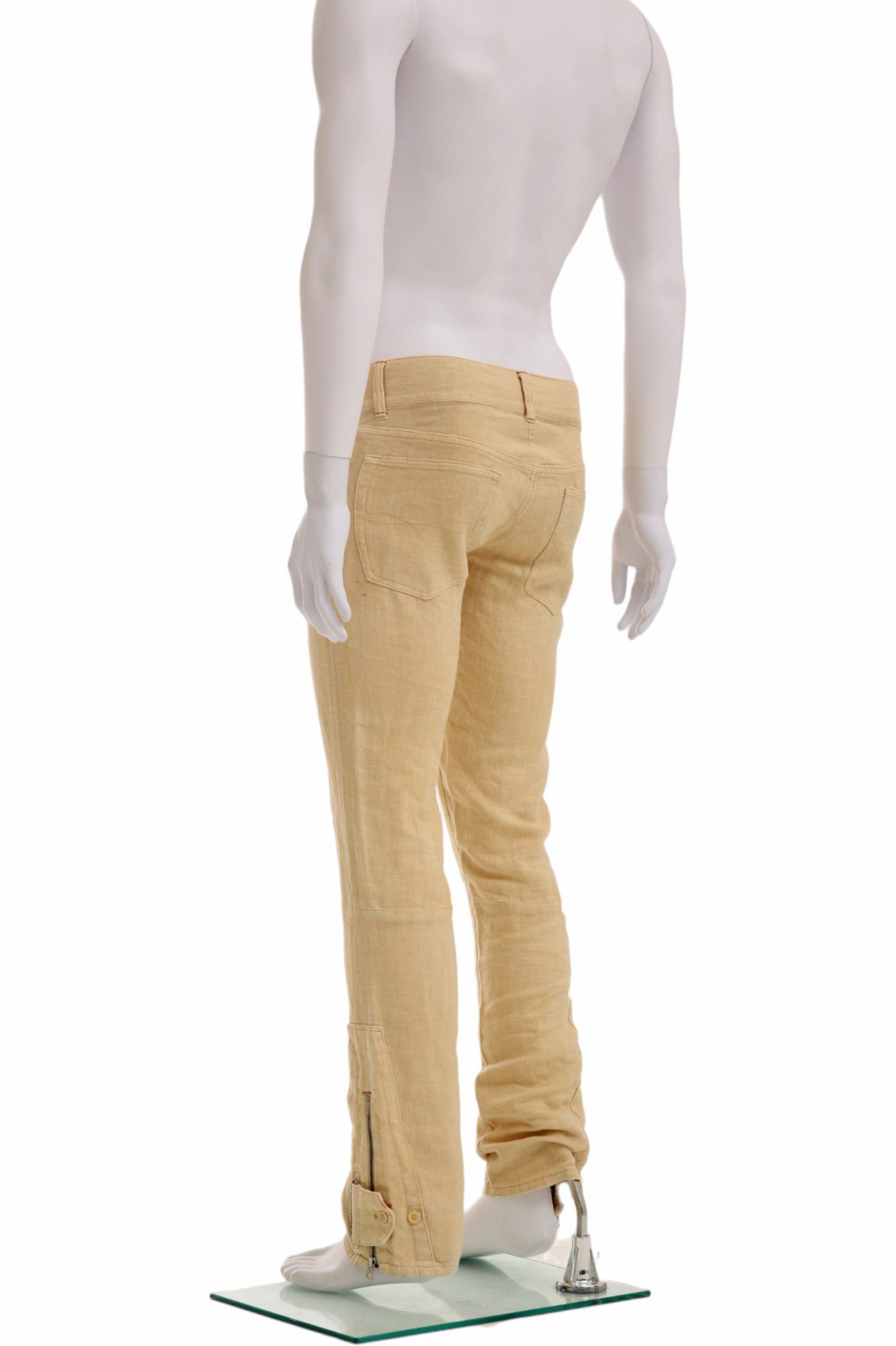 Ralph Lauren Early 00's Beige Belted Linen Pants Size US 28 / EU 44 - 2 Thumbnail