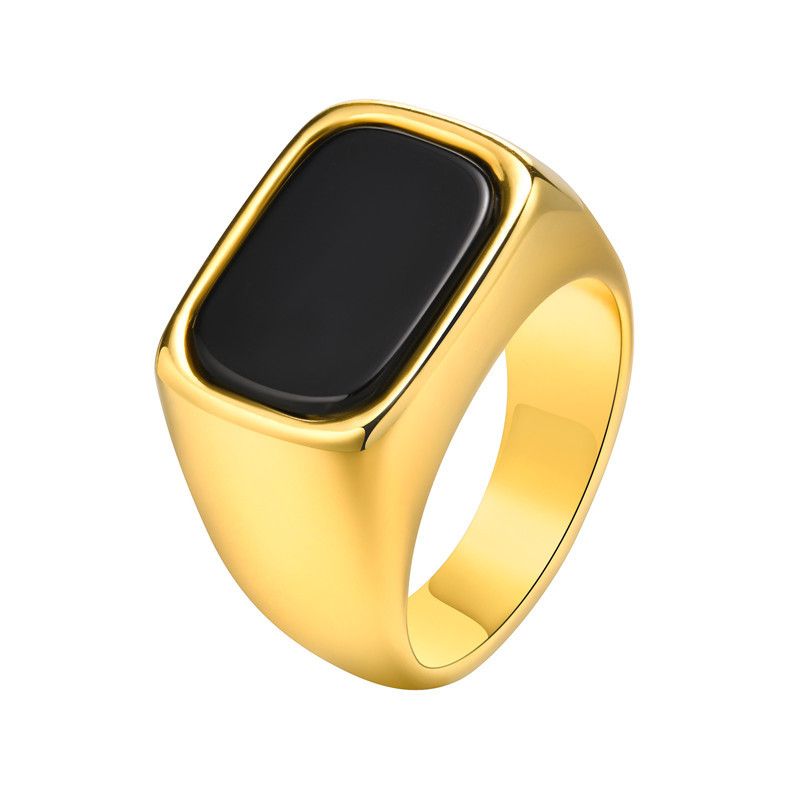 Jewelry Rectangle Black Stone Ring Size ONE SIZE - 2 Thumbnail