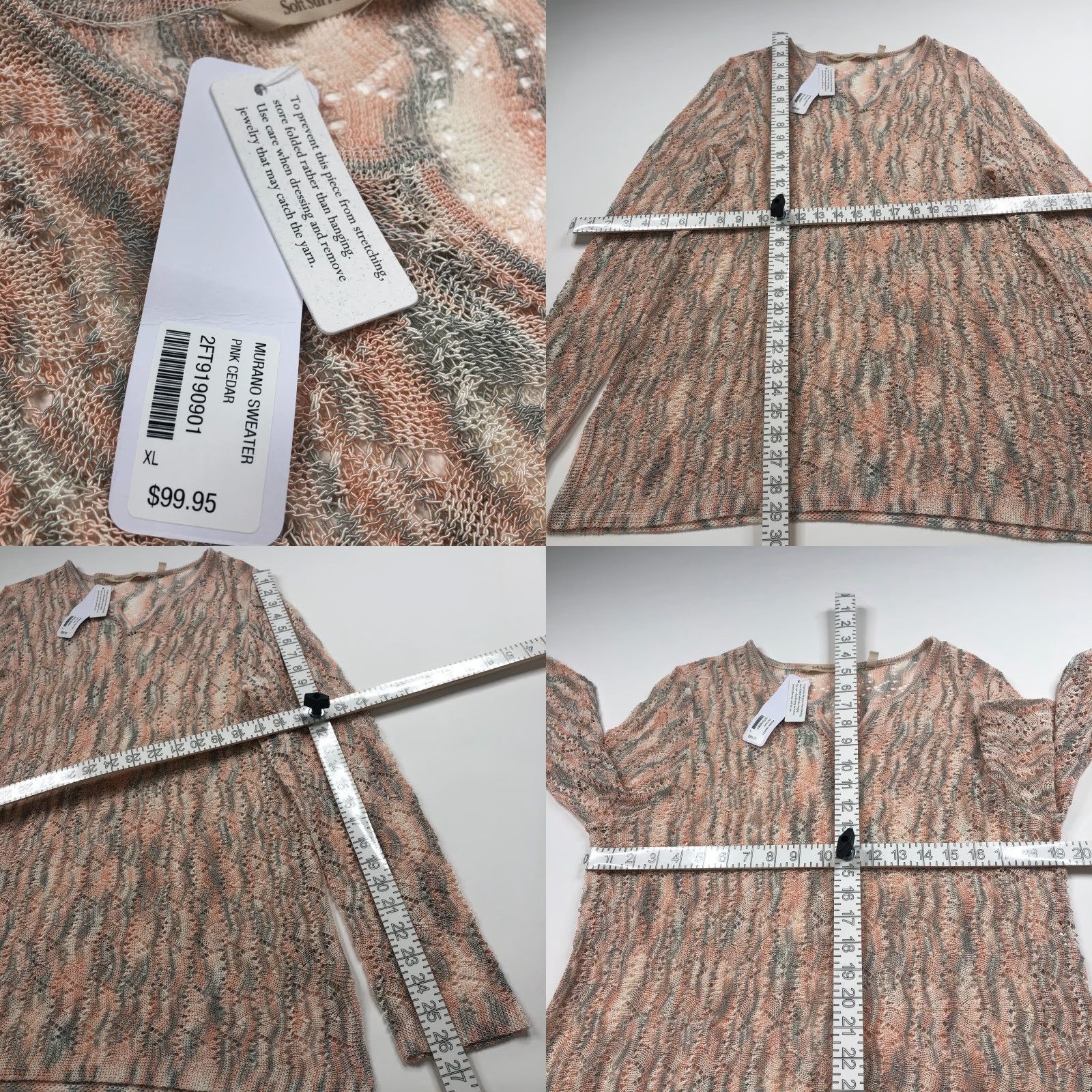 Soft Surroundings Soft Surroundings Pullover Sweater Pink Eyelet V-Neck 2FT91 XL Women Casual Pullover Knit Size XL / US 12-14 / IT 48-50 - 8 Thumbnail