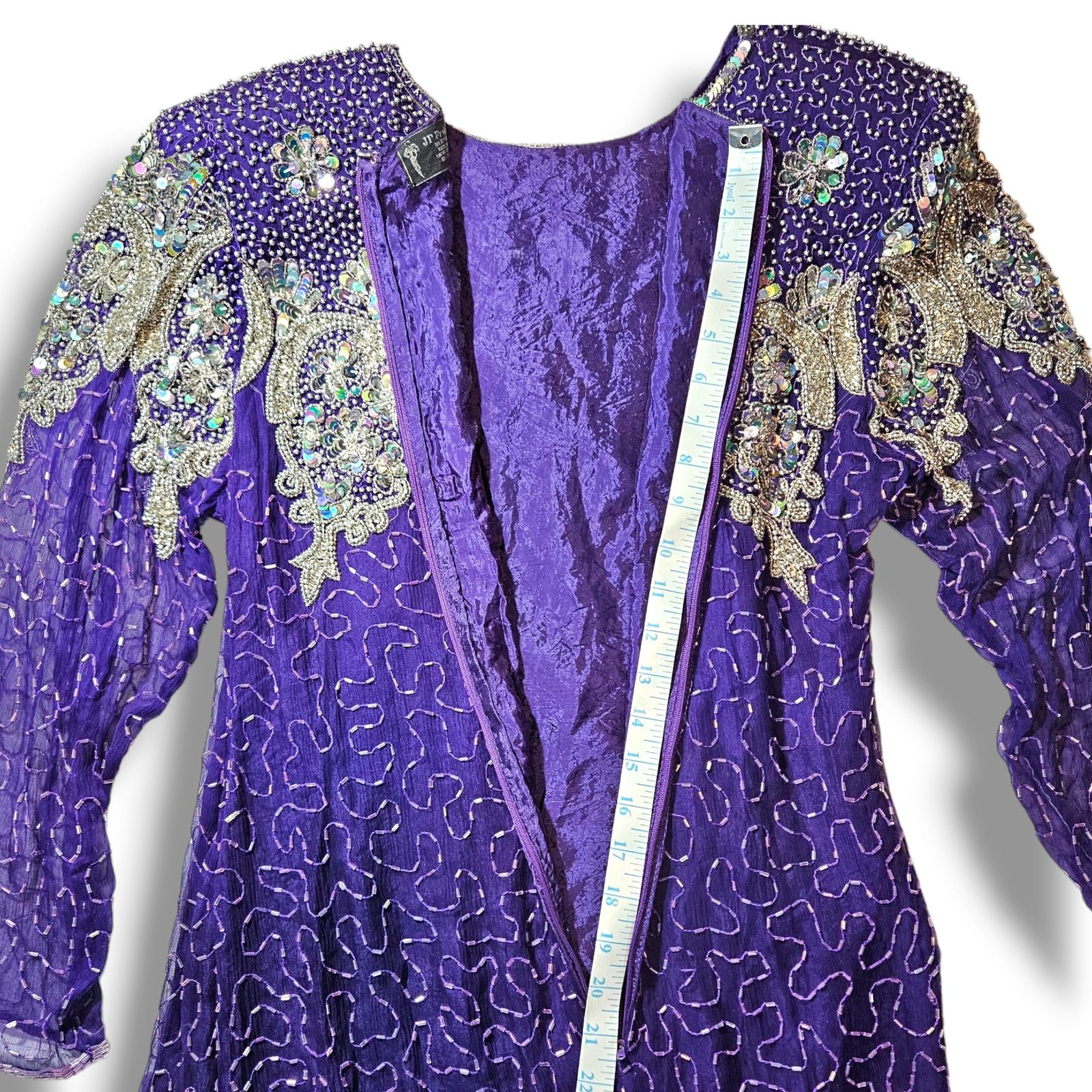 Other VTG JP Fashion Hand Beaded Silk Sheath Dress Sz. M Purple Size M / US 6-8 / IT 42-44 - 13 Thumbnail