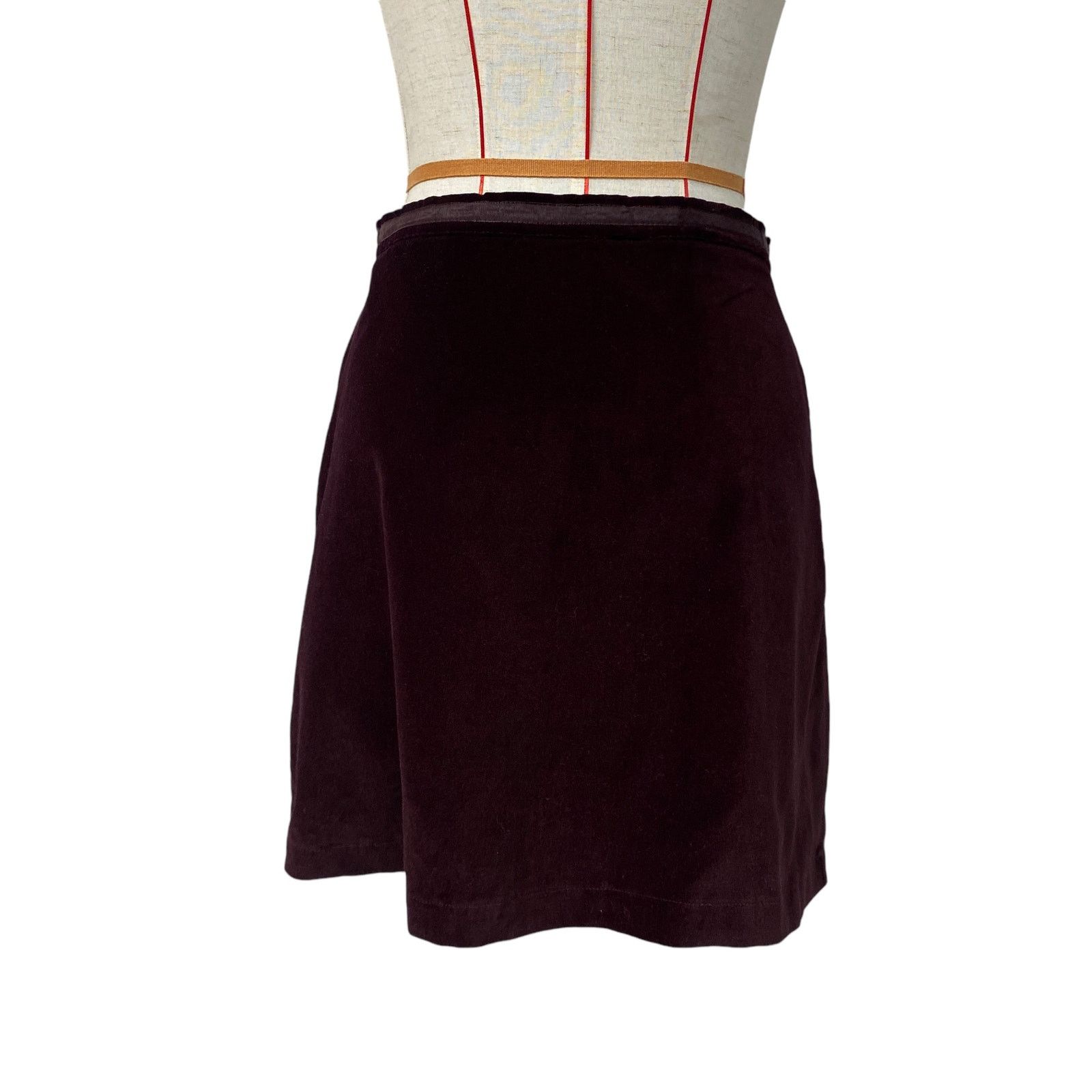 Vintage Vintage Bonnie Evans Burgundy Velvet Wrap Skirt Size 29" - 4 Thumbnail