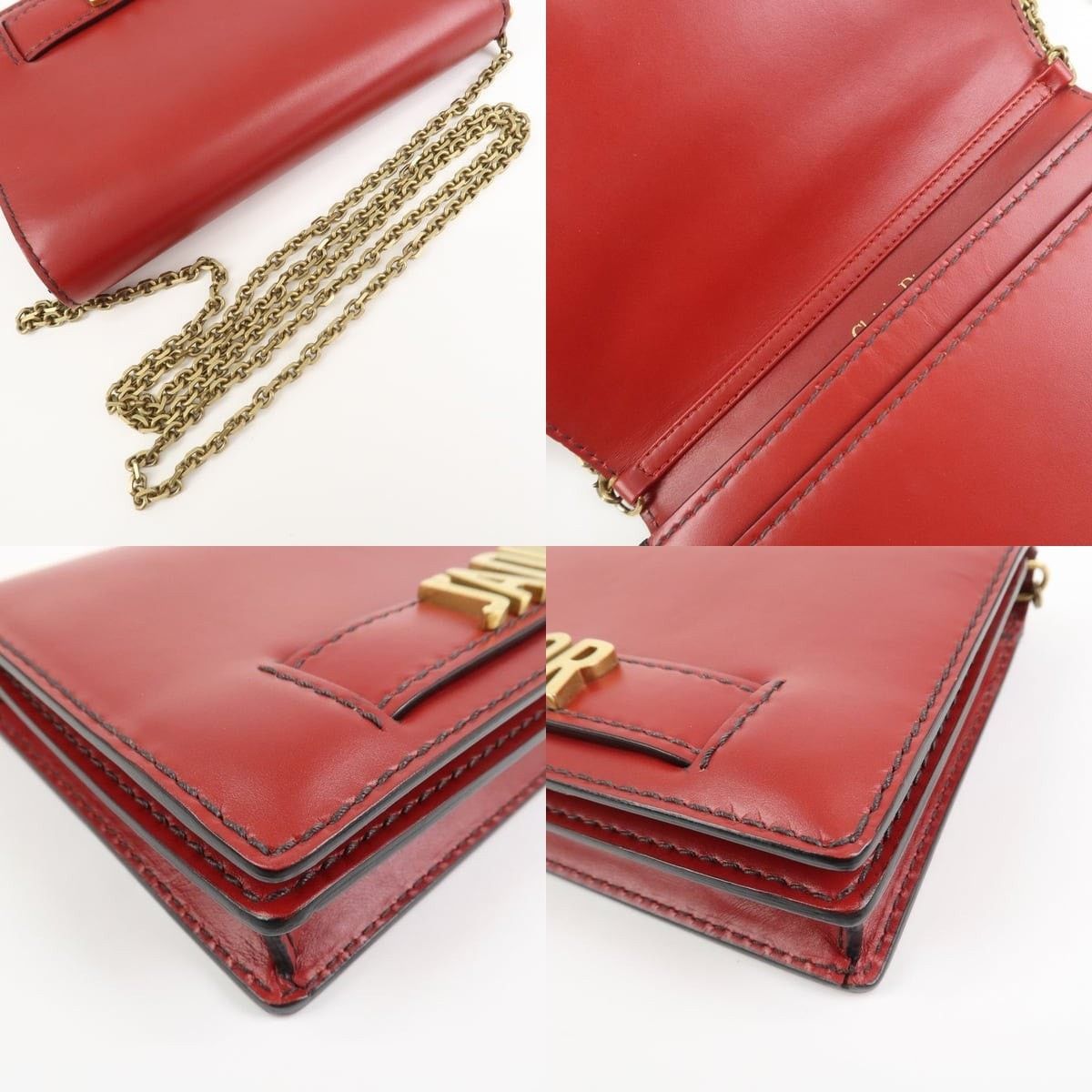 Christian Dior Monsieur Christian Dior J'Adior Calfskin Wallet On Chain Red Size ONE SIZE - 4 Thumbnail