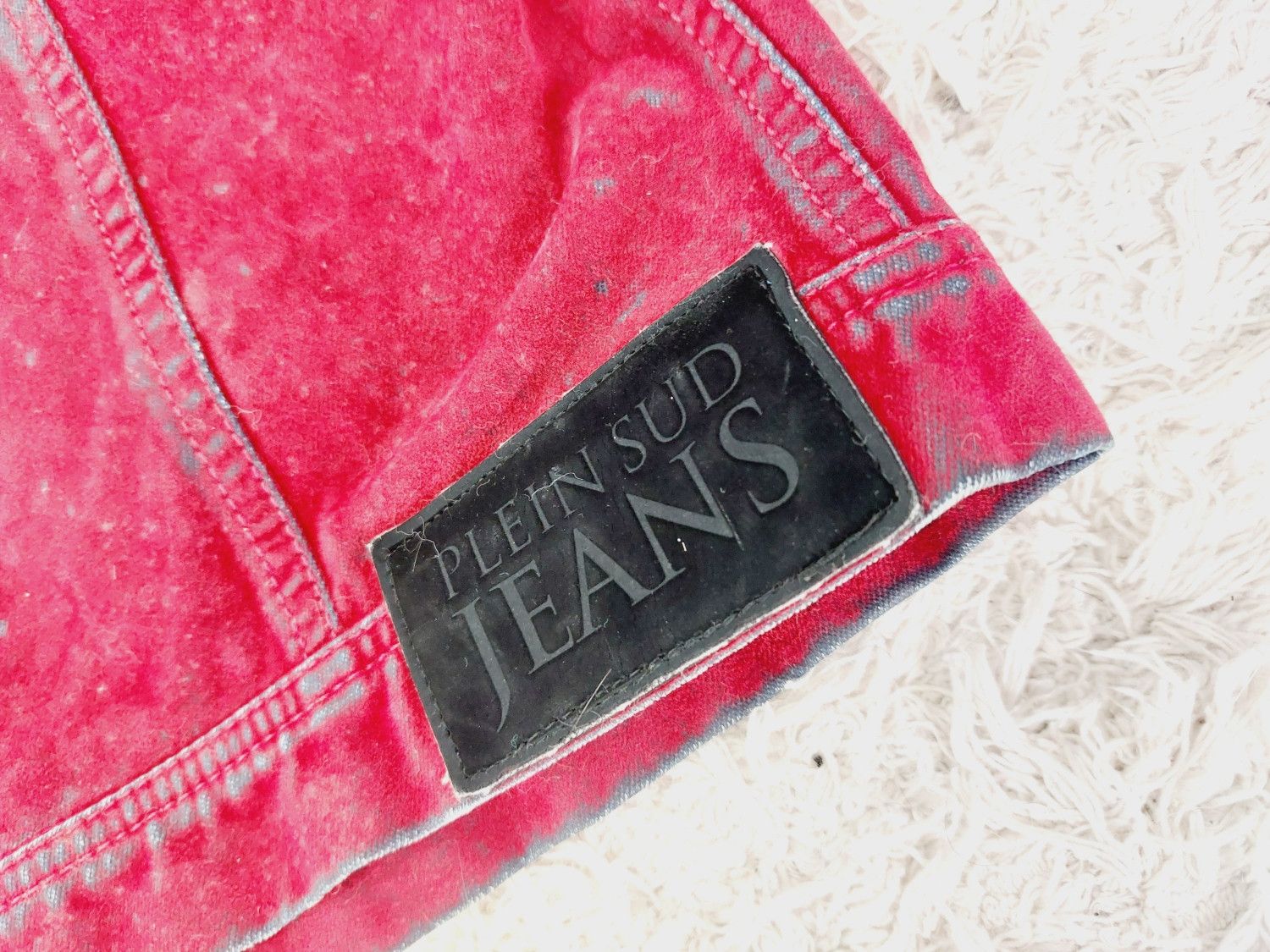 plein sud Plein Sud Red Blood Velvet Shadow Tar Denim Jacket Size M / US 6-8 / IT 42-44 - 11 Thumbnail