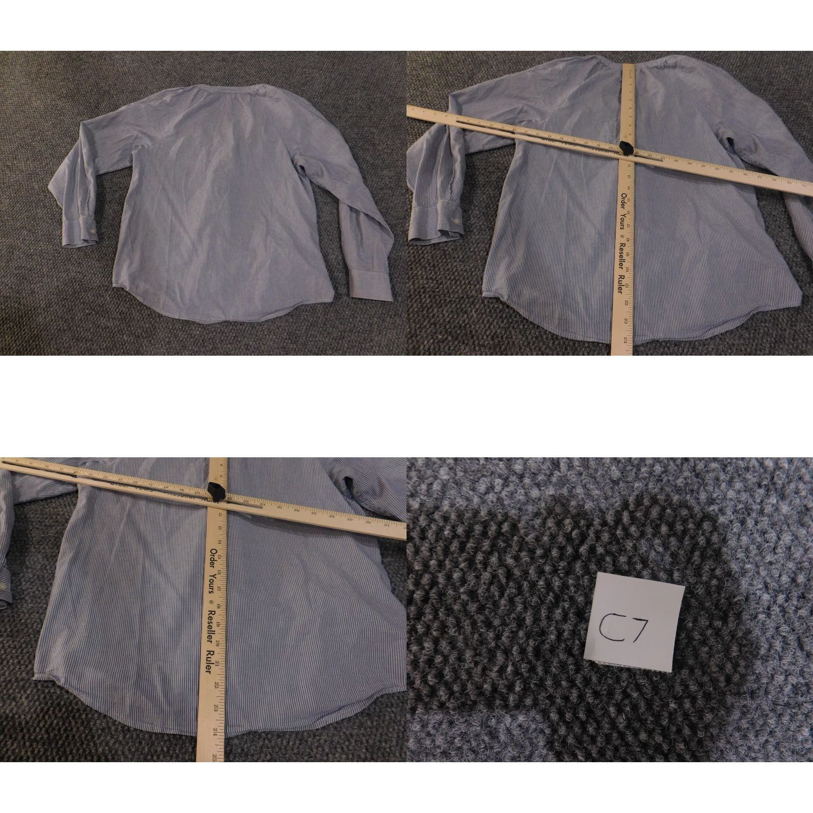 Loft LOFT Ann Taylor Shirt Blouse Womens Small Blue White Stripe V-Neck Long Sleeve Raglan Sleeve, 100% Cotton, Ruffle Accents, Button Cuffs, Curved Hem Size S / US 4 / IT 40 - 9 Thumbnail
