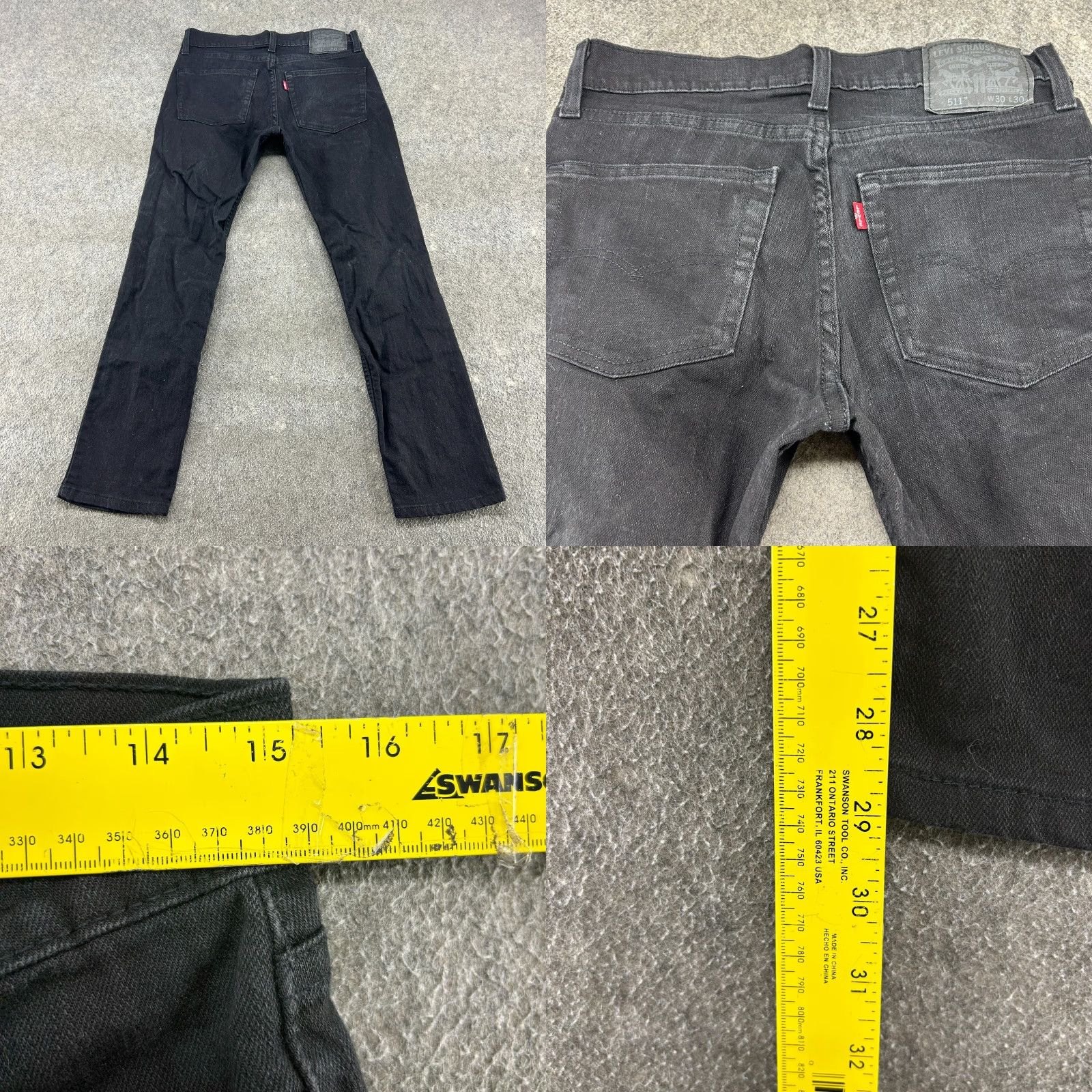 Levi's Levi's 511 Jeans Mens 30x30 Black Skinny Leg Slim Fit Denim Cotton Stretch Mojave? Size US 30 / EU 46 - 8 Thumbnail