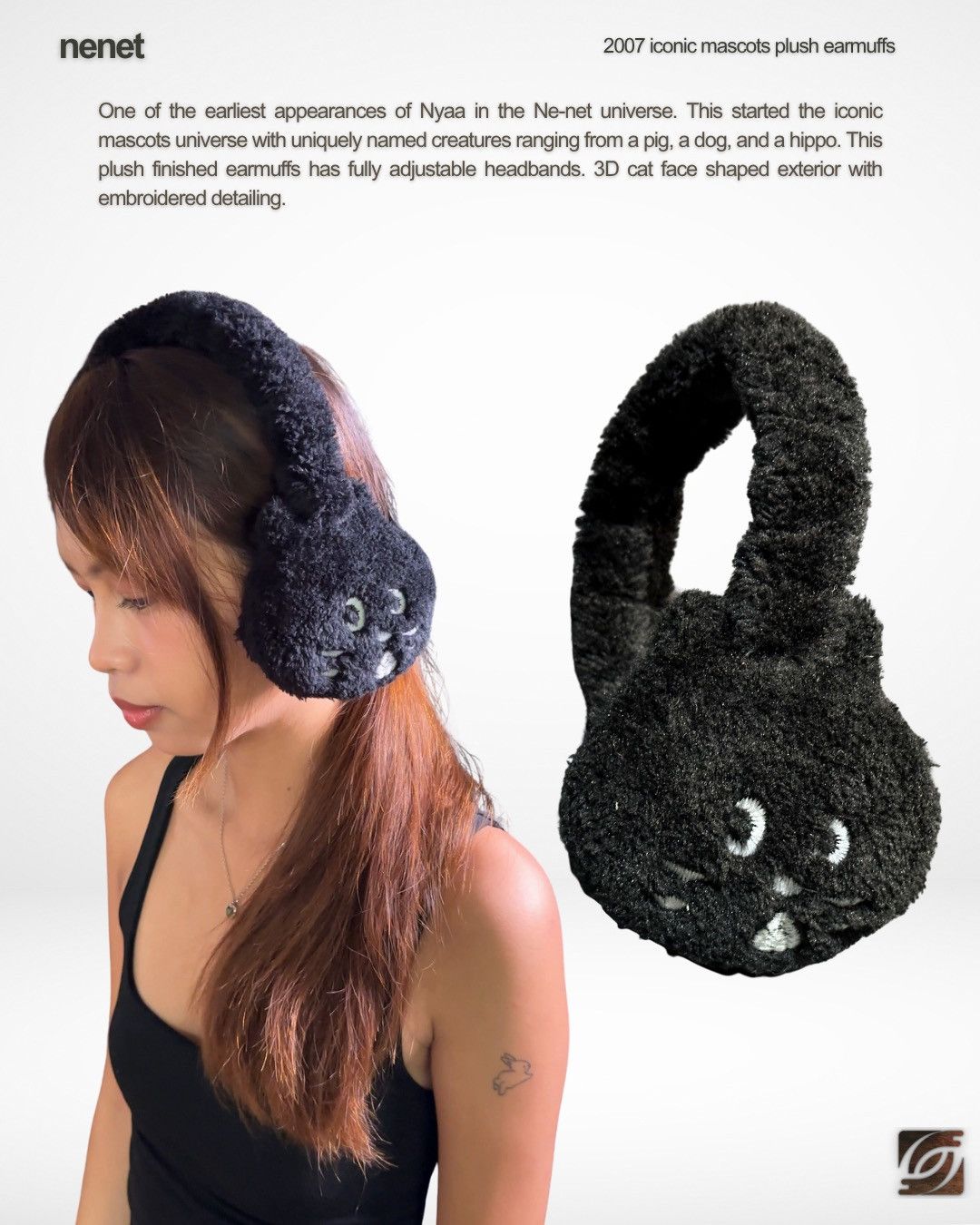Ne-Net 2007 Iconic Mascots Nya Cat Plush Earmuffs Size ONE SIZE - 1 Thumbnail