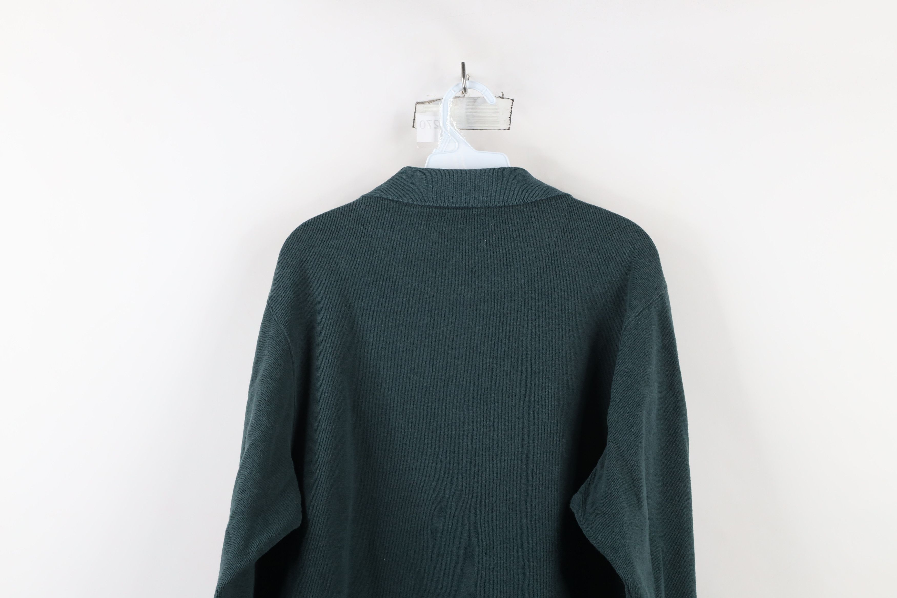 Vintage Vintage 90s Streetwear Ribbed Knit Long Sleeve Polo Green Size US M / EU 48-50 / 2 - 10 Thumbnail