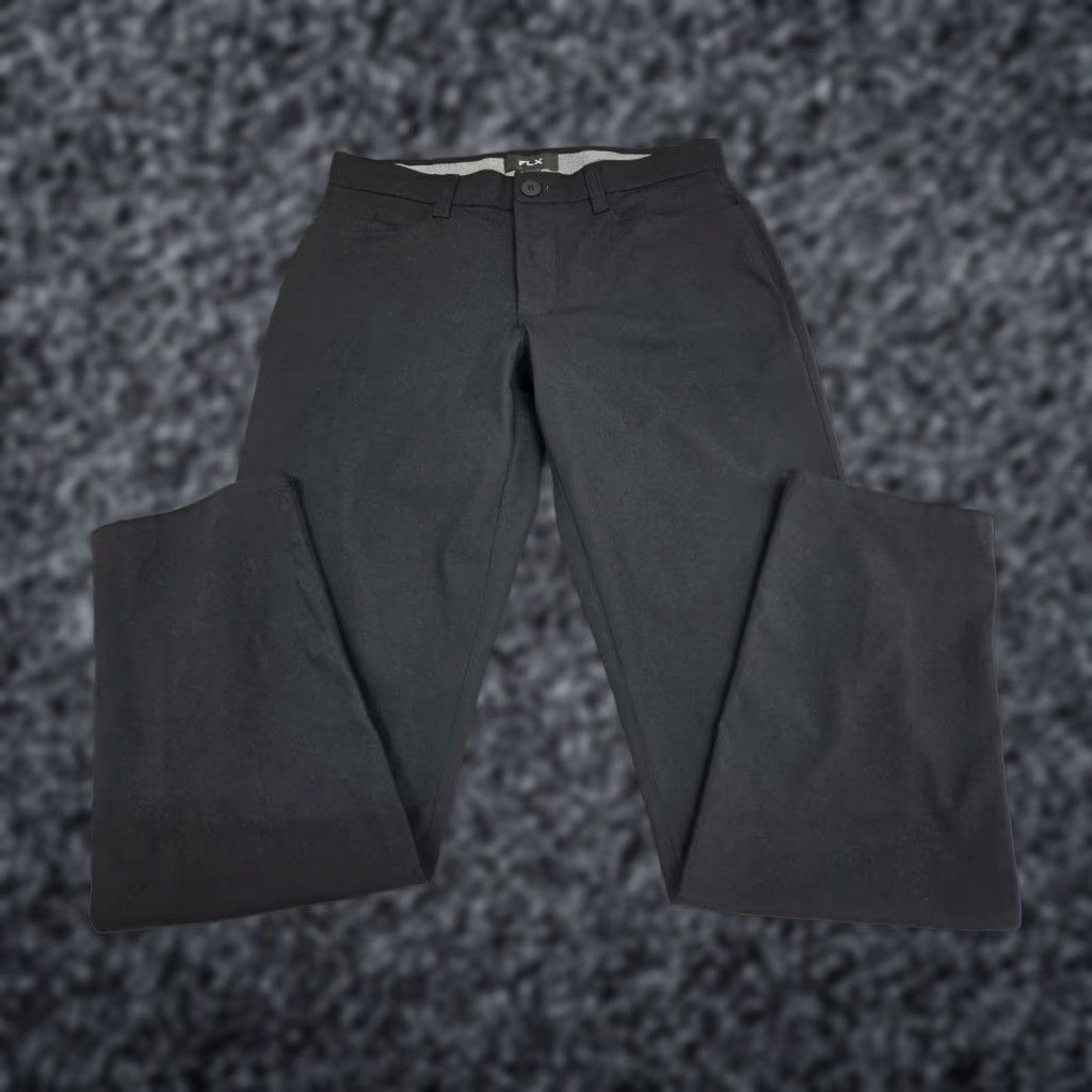 Vintage FLX Pants Mens Premium Flat Front Performance Athleisure Pants 30/30 #7758 Black Slim Chino Tapered Zip Button 30 Regular Mens Size US 30 / EU 46 - 1 Thumbnail