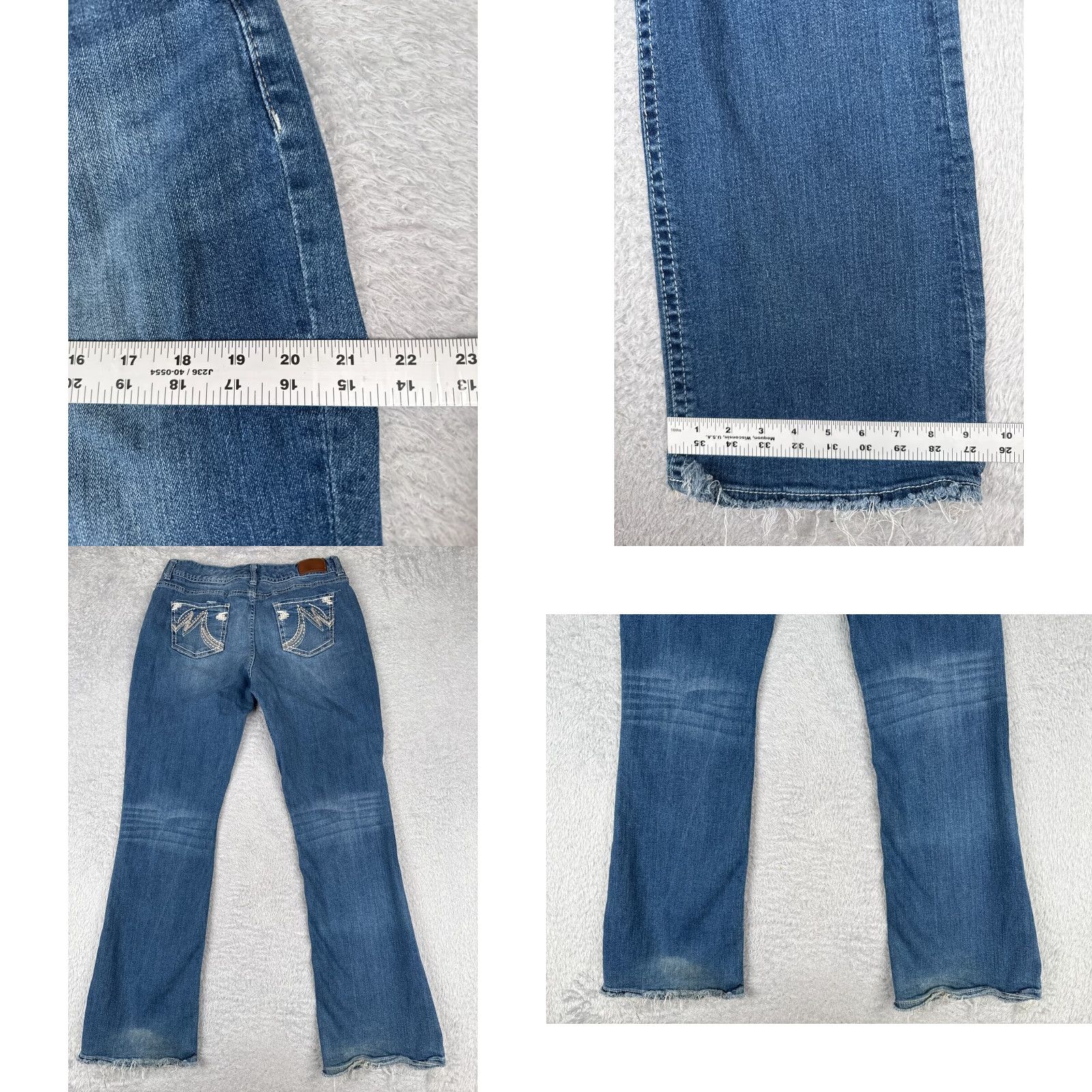 Vintage Maurices Jeans Womens 12 Blue Denim Flared Bootcut Raw Hem Embroidered 31x33 Size 34" / US 12 / IT 48 - 9 Thumbnail