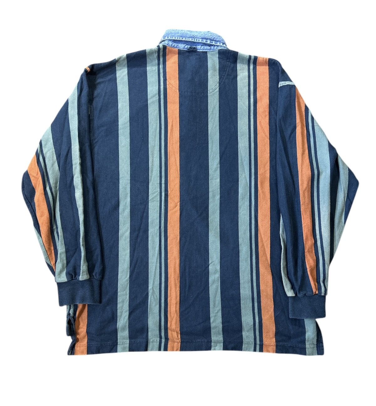 Levi's × Vintage Vtg Levi’s Stripped Long Sleeve Denim Collar Shirt Size: L Size US L / EU 52-54 / 3 - 2 Thumbnail