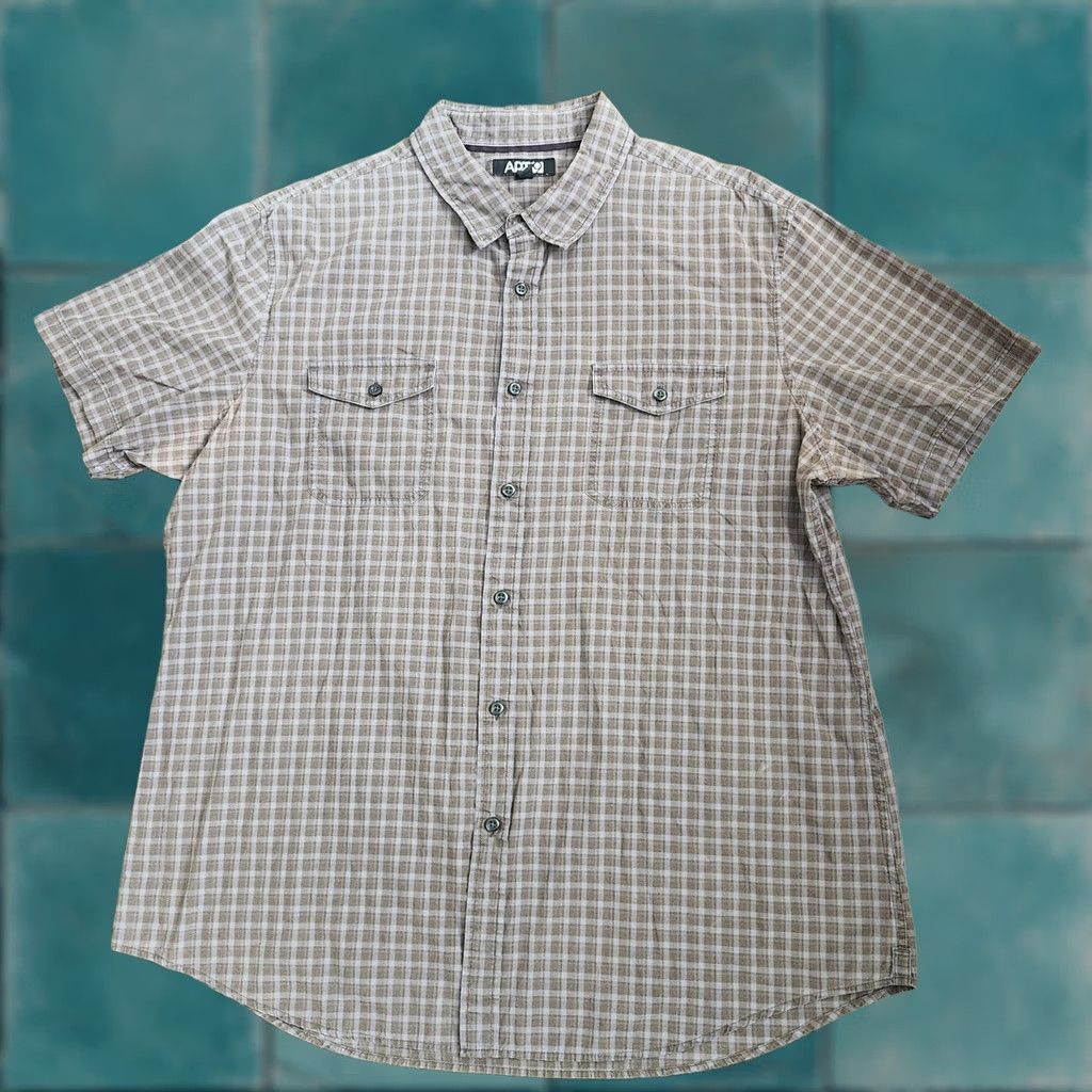 Vintage Apt 9 Men's Brown Short Sleeve Plaid Button-Up Shirt XL Regular Cotton - Casual, Travel, All Seasons Size US XL / EU 56 / 4 - 1 Thumbnail