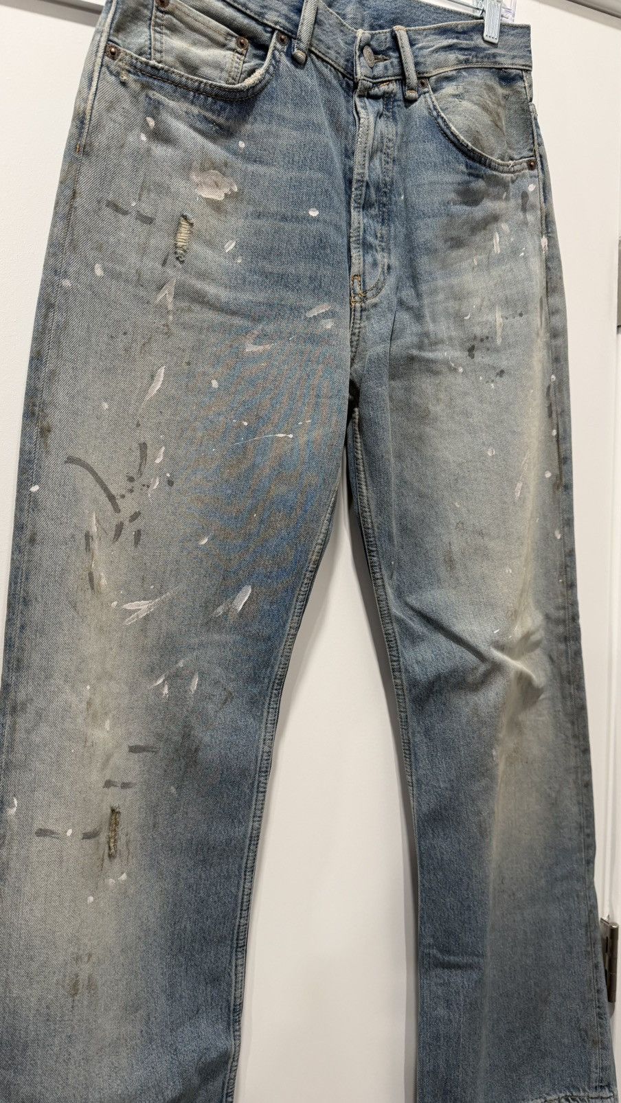 Acne Studios 2021 LOOSE BLUE PAINT SPLATTER JEANS Size US 29 - 4 Thumbnail
