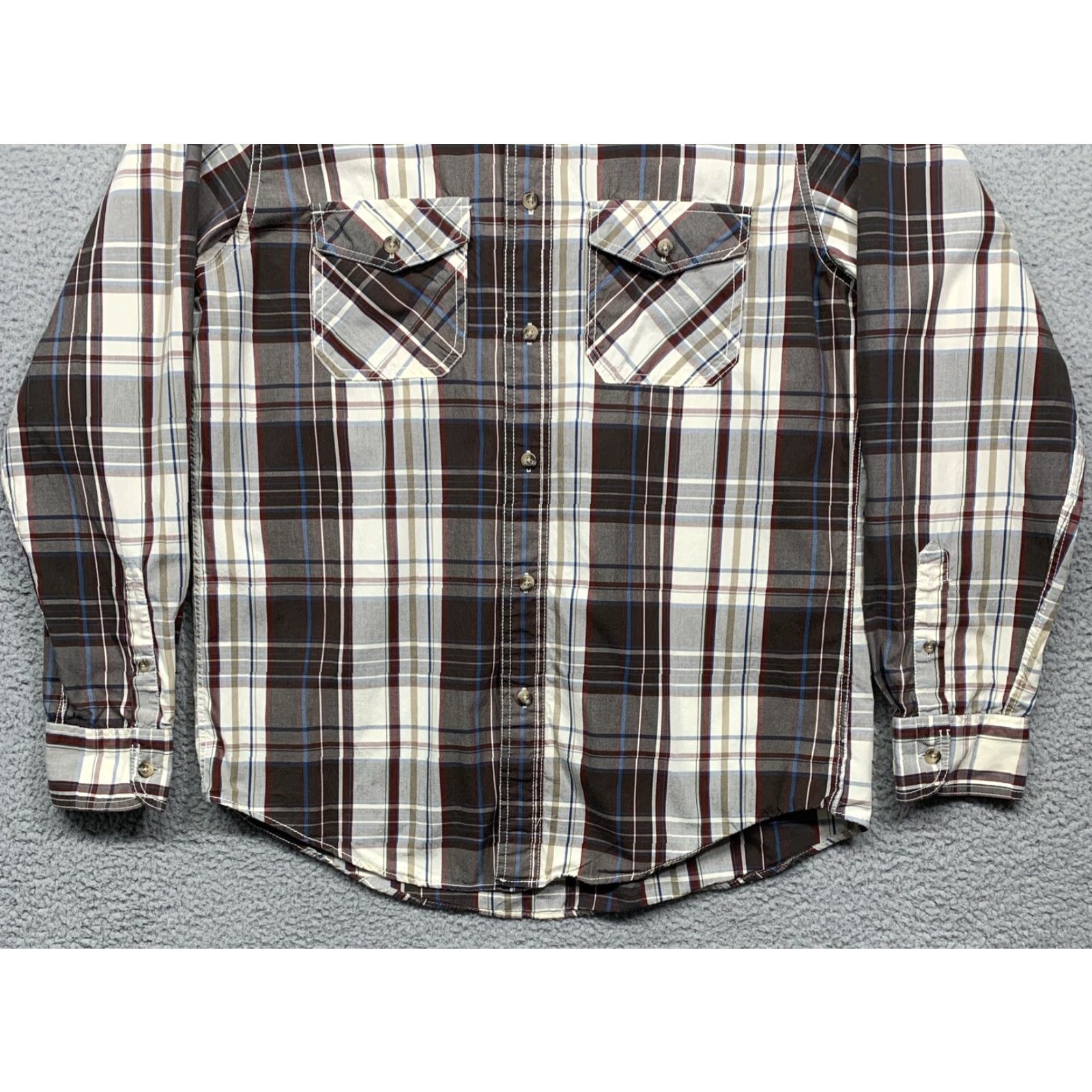 Vintage Ruff Hewn Men's Long Sleeve Shirt Button-Down Brown/Cream Plaid Size Large Size US L / EU 52-54 / 3 - 3 Thumbnail