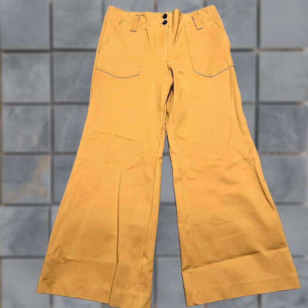 Vintage Maeve Anthropologie Pants Womens 14 Naomi Wide-Leg Flare Brown 34x28.5 The Size 36" / US 14 / IT 50 - 1 Thumbnail