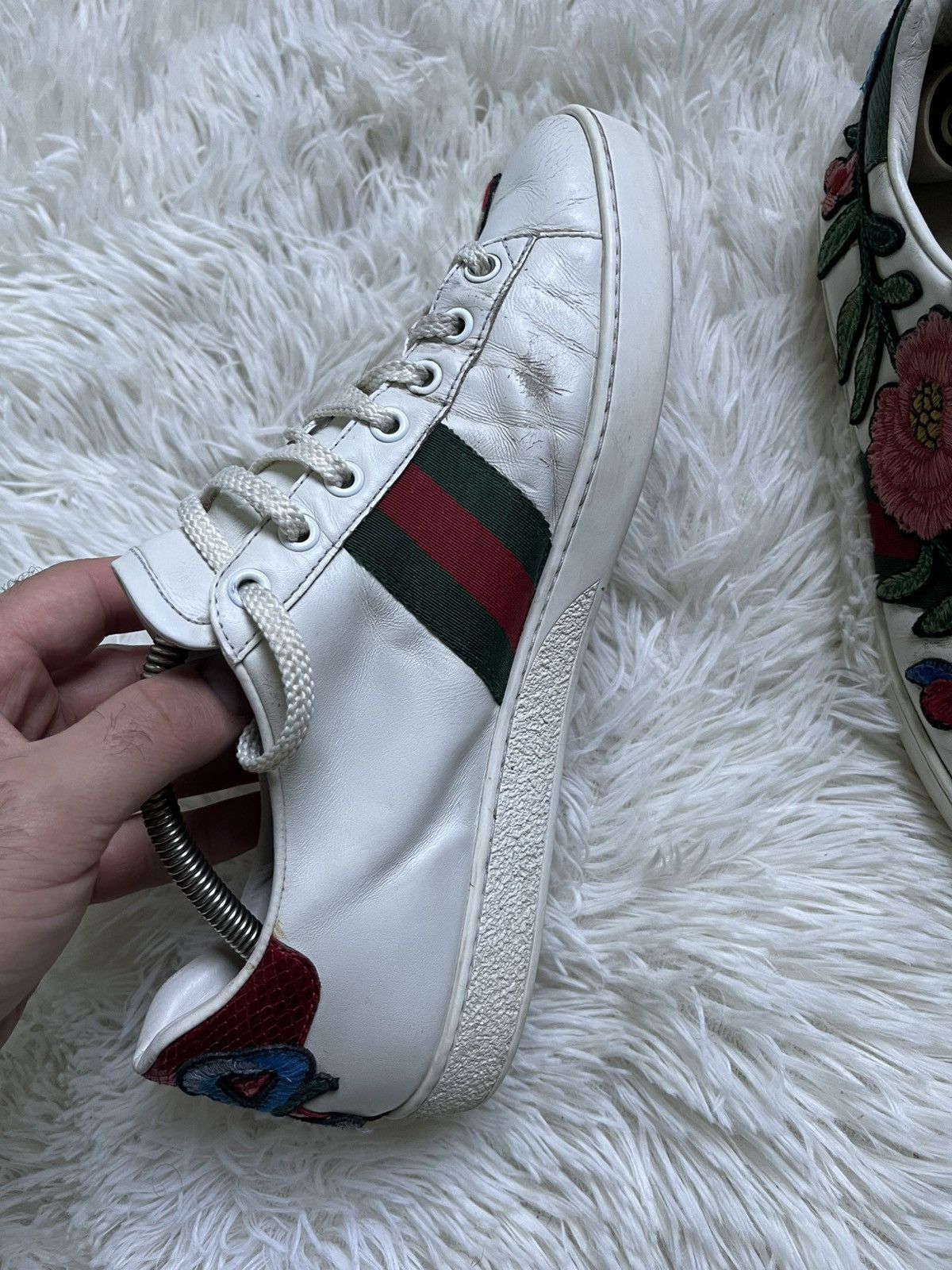 Gucci Gucci ace Floral Print Leather Sneakers Size US 9 / IT 39 - 4 Thumbnail