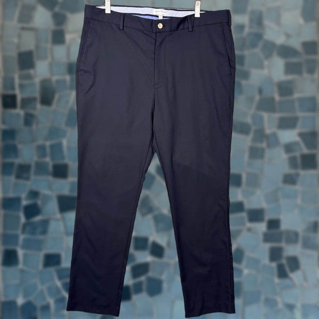 Peter Millar Peter Millar Raleigh Performance Trouser Pants Men 36x32 Chino Flat Front Regular Black Polyester Moisture Wicking Pockets Slim/Standard Size US 36 / EU 52 - 1 Thumbnail