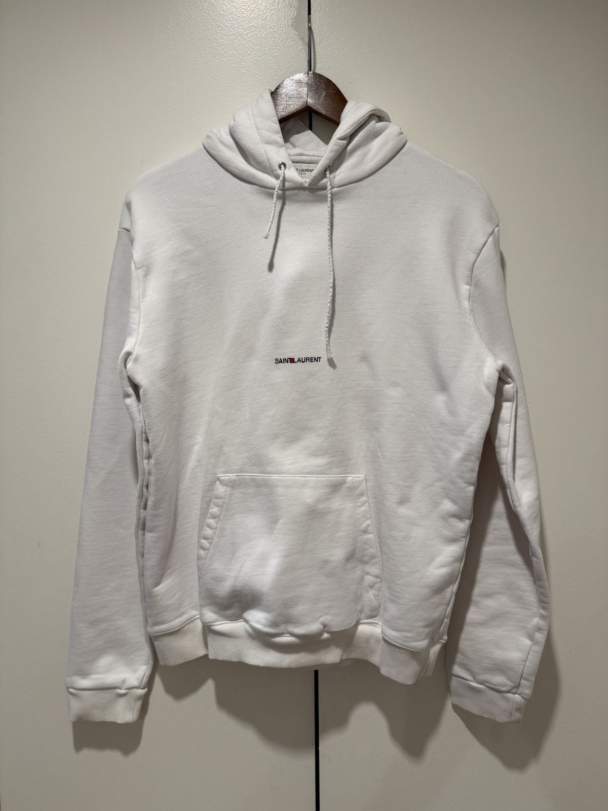 Saint Laurent Paris Saint Laurent White Archive Logo Hoodie Size US L / EU 52-54 / 3 - 1 Thumbnail