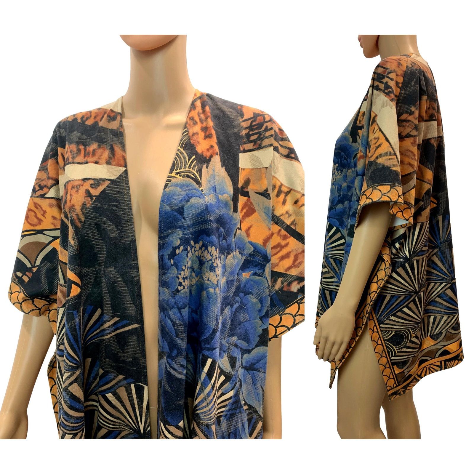 Chicos Blue & Multicolor ULTRA-SUEDE Faux Suede Oversized Ruana Size ONE SIZE - 10 Thumbnail