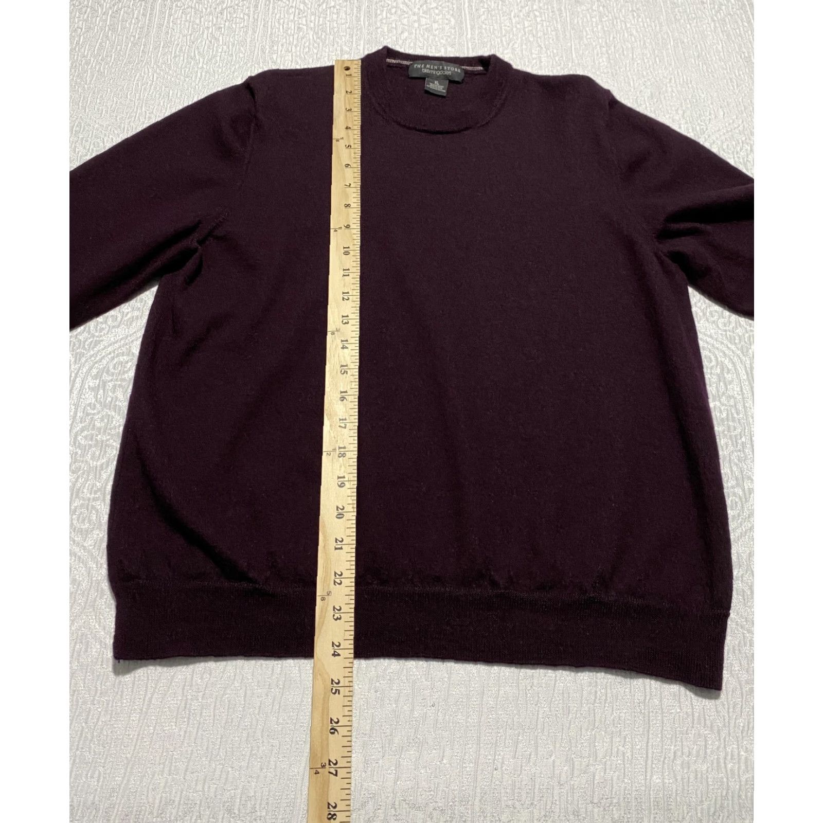 Bloomingdale's The Men's Store Bloomingdale's Sweater Mens XL Burgundy Merino Wool Crewneck Size US XL / EU 56 / 4 - 6 Thumbnail