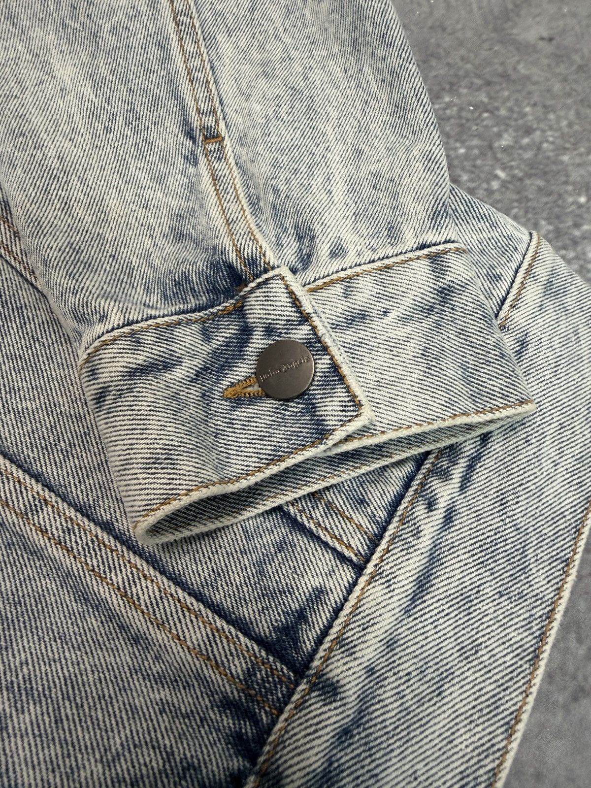 Palm Angels Palm Angels Logo Over Denim Jacket Blue White Size US M / EU 48-50 / 2 - 8 Thumbnail
