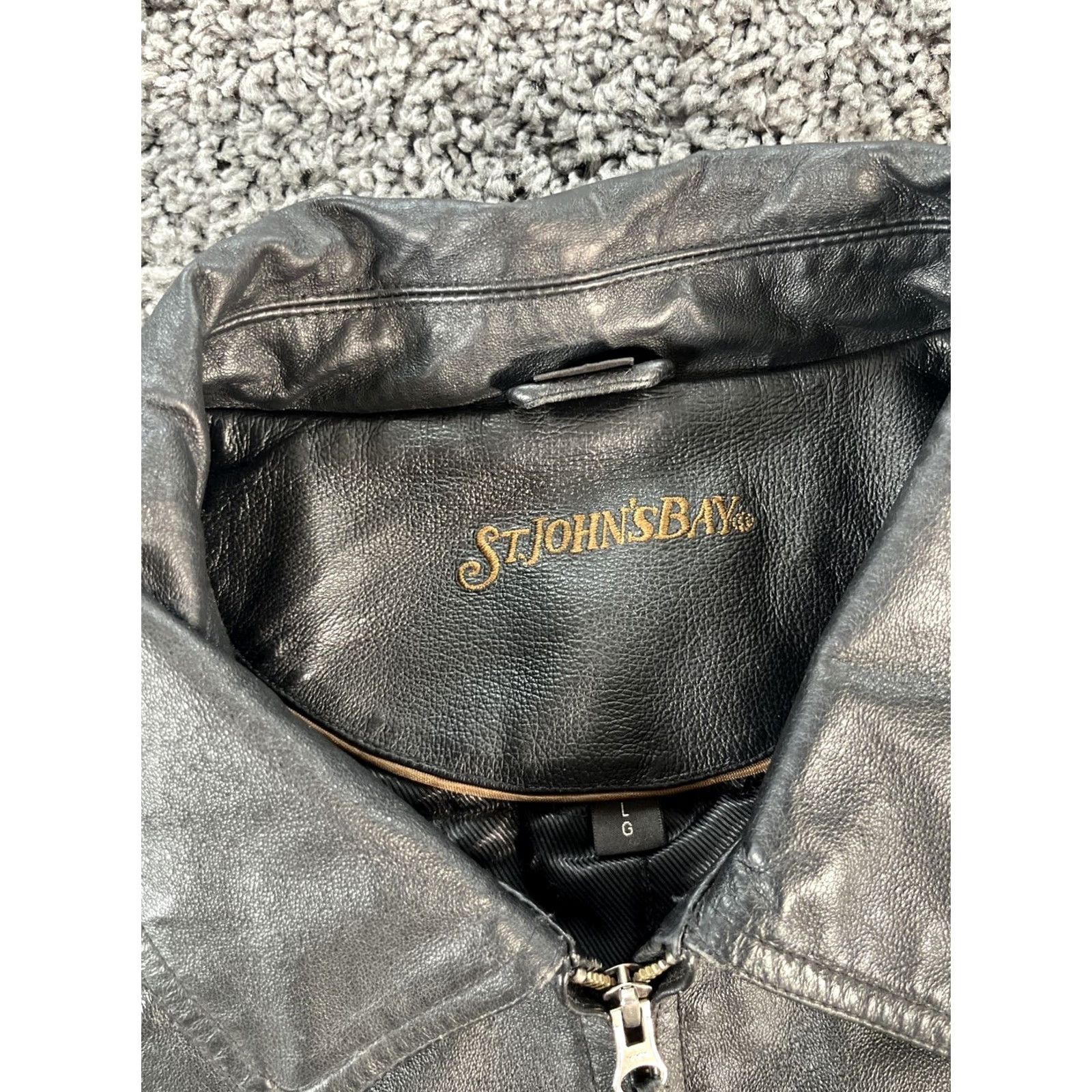 Vintage VINTAGE St. Johns Bay Jacket Mens L Black Leather Biker Bomber Lined Y2K Casual Mens Size US L / EU 52-54 / 3 - 4 Thumbnail