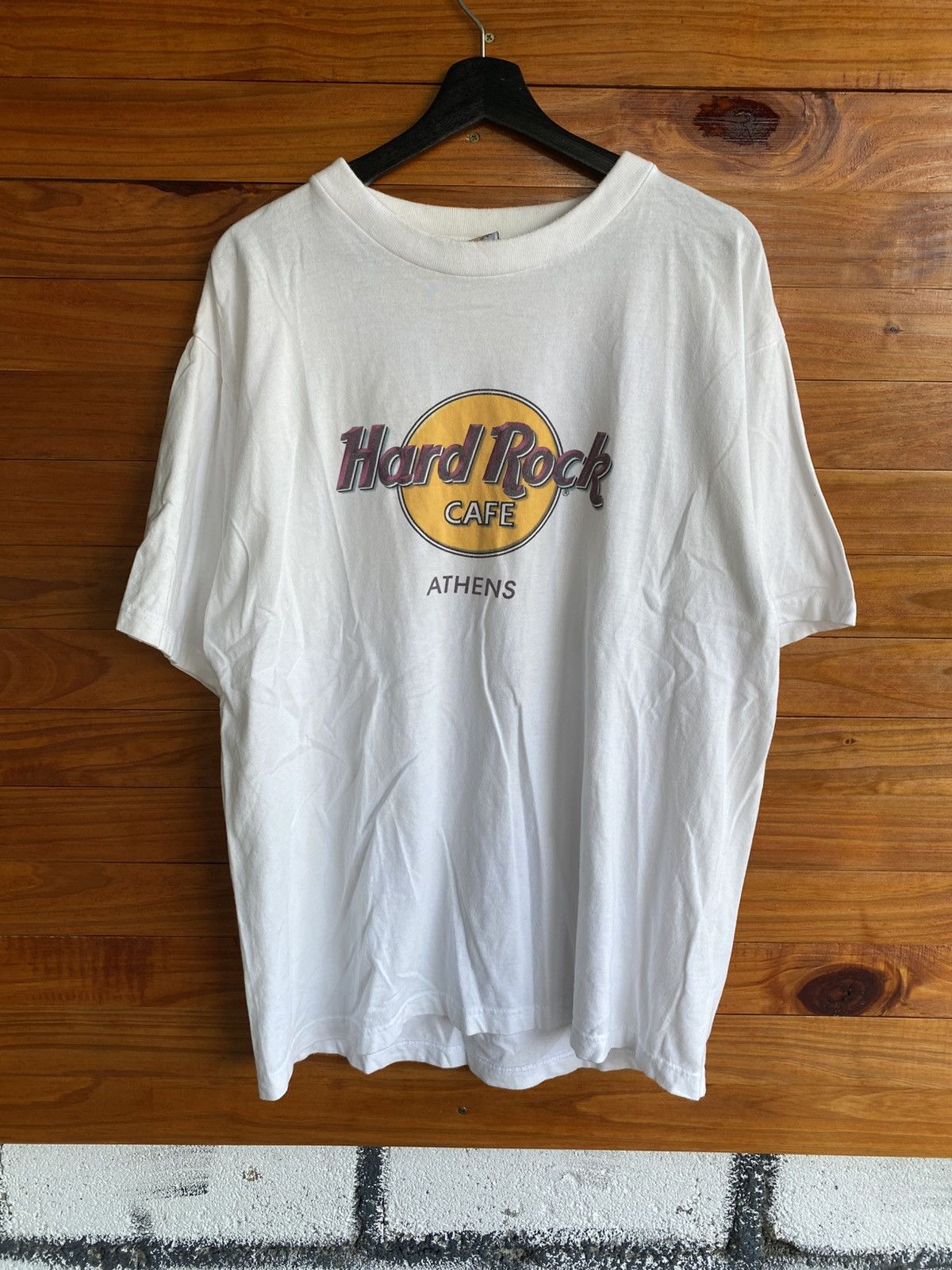 Hard Rock Cafe Vintage Hard Rock Cafe Athens White T-Shirt 100% Cotton 90s Size US L / EU 52-54 / 3 - 3 Thumbnail