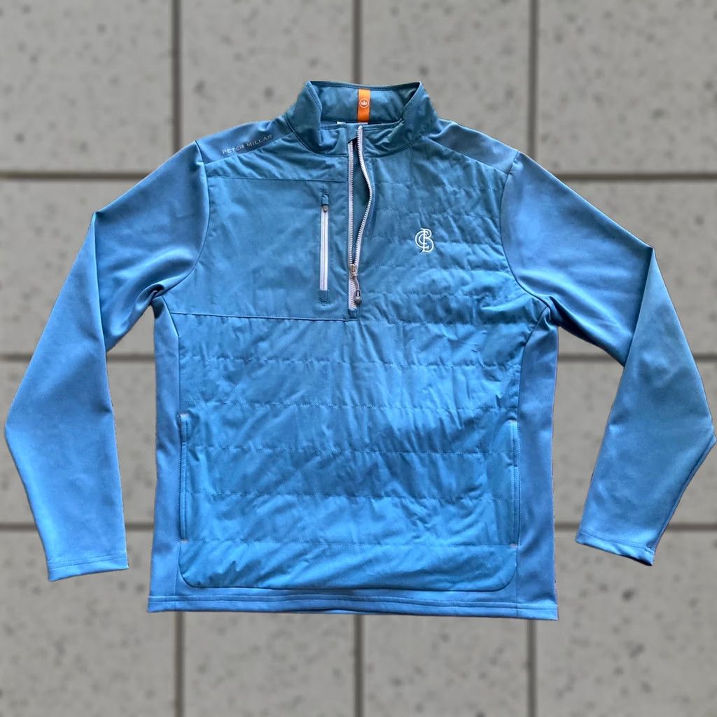 Peter Millar Peter Millar Jacket Mens Medium Weld Elite Hybrid 1/2 Zip Performance Light Blue Windbreaker Blue M Mens Size US M / EU 48-50 / 2 - 1 Thumbnail