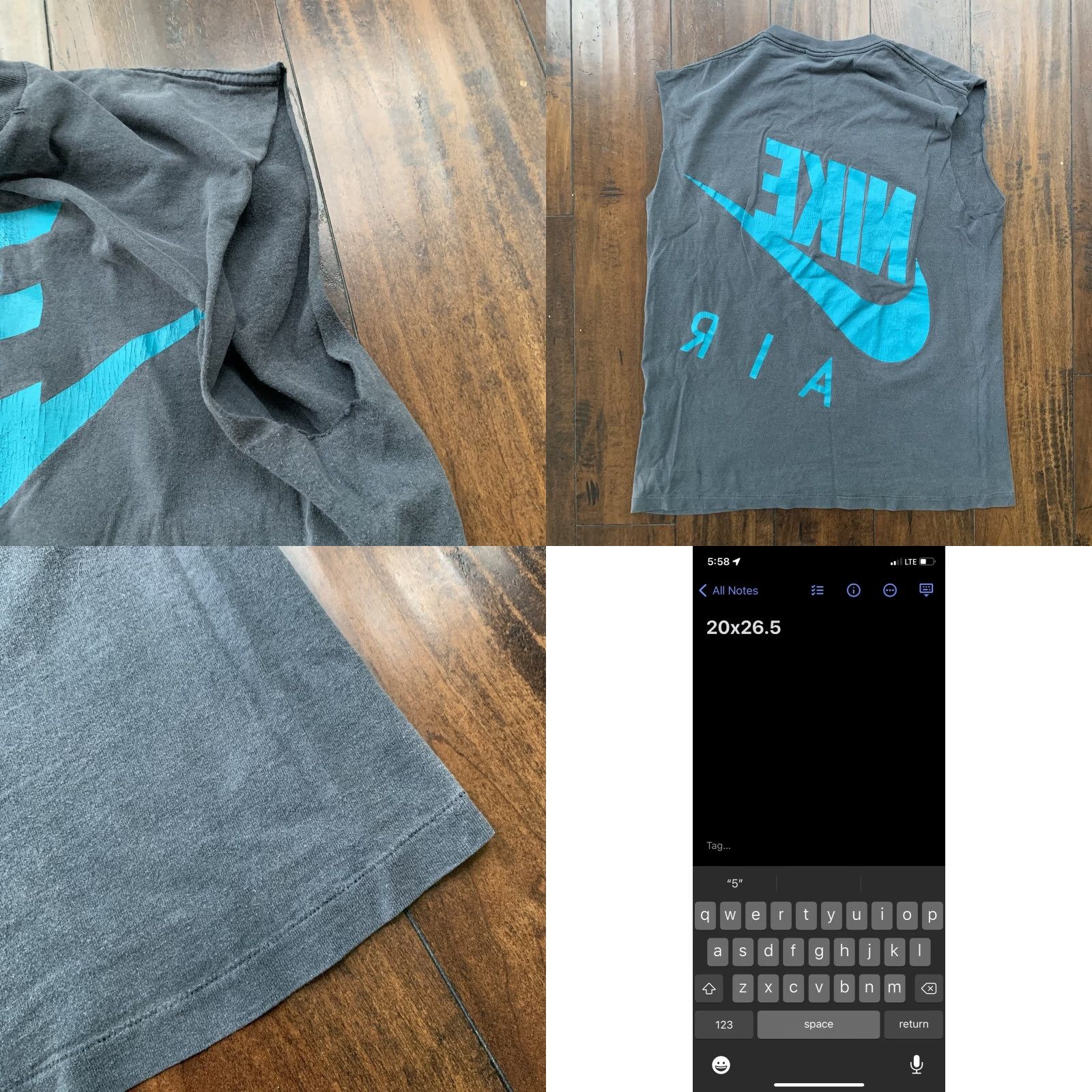 Nike VINTAGE Nike Air T Shirt 90s Gray Black Nike Air Vintage T Shirt Black Short Sleeve Crew Neck Mens L Pattern: Solid Size US L / EU 52-54 / 3 - 8 Thumbnail