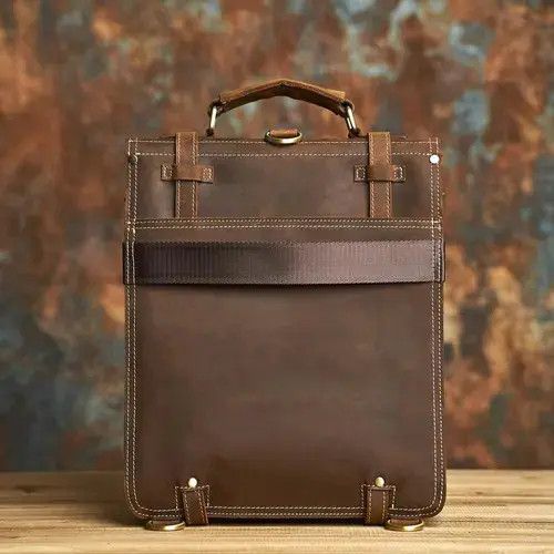 Genuine Leather 2 In 1 Vintage Leather Backpack Size ONE SIZE - 4 Thumbnail