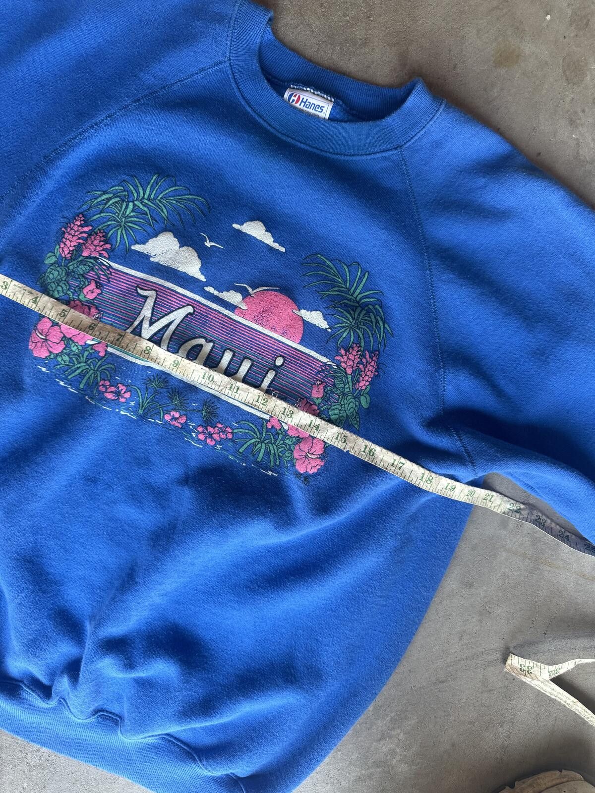 Hanes Vintage 90s Maui Hawaii Tropical Graphic Crewneck Blue Size US XL / EU 56 / 4 - 3 Thumbnail