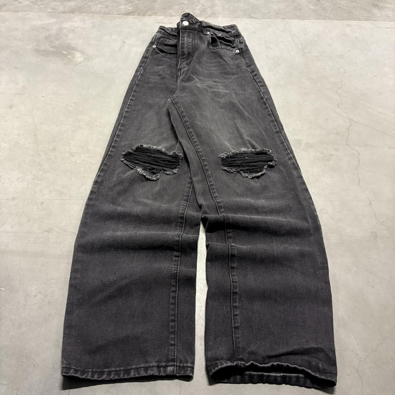 Vintage Crazy Vintage Y2K/2000s Baggy Black Ripped Goth Grunge Denim Jeans! Size US 28 / EU 44 - 1 Thumbnail