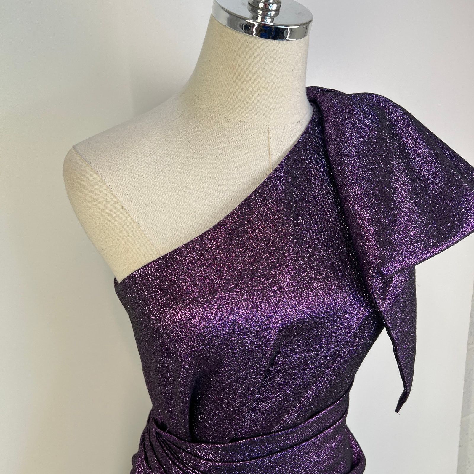 Ronny Kobo Ronny Kobo Brit Dress Purple Metallic Mini One Shoulder Size XS / US 0-2 / IT 36-38 - 3 Thumbnail
