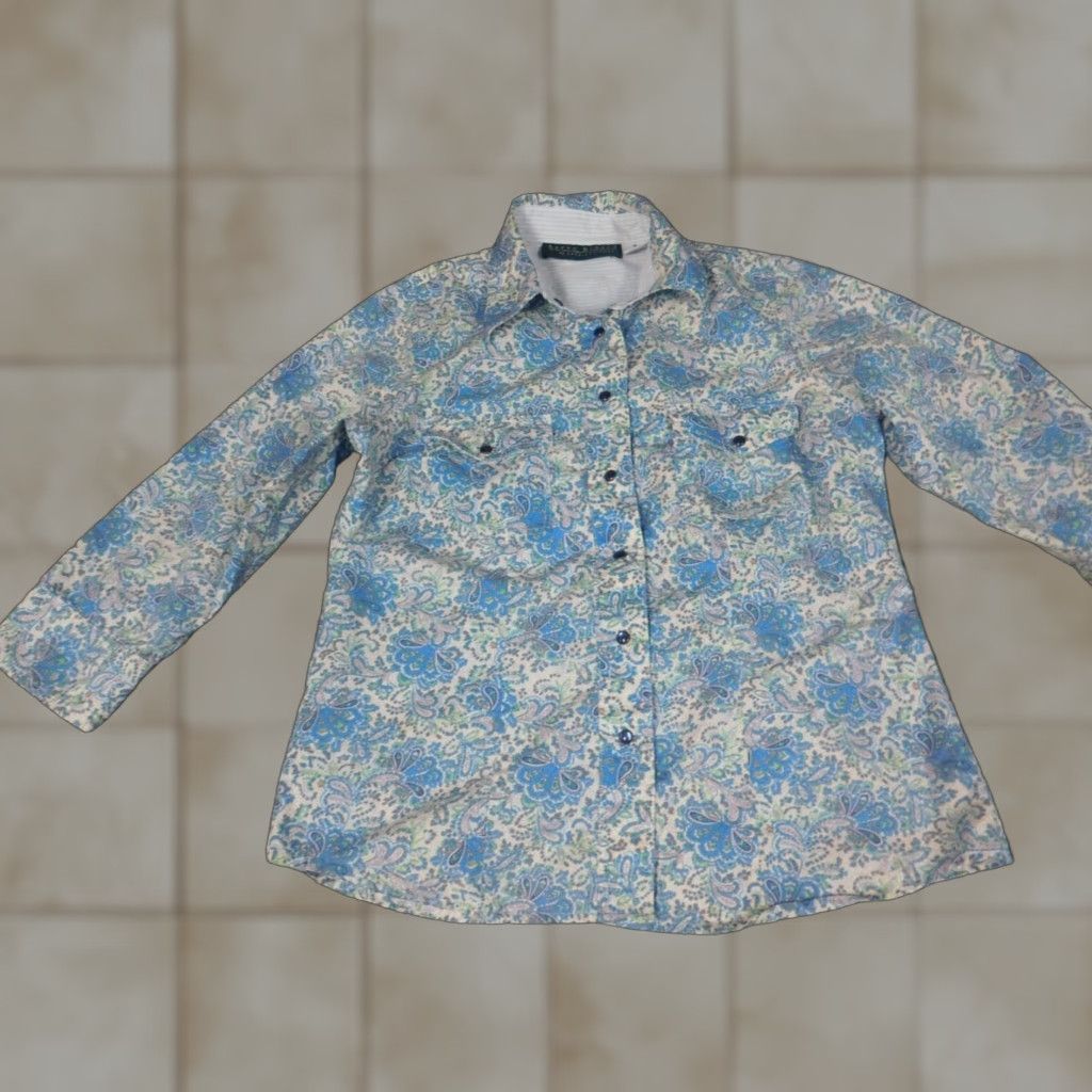 Vintage Harve Benard Womens Blouse Small blue floral button down Size S / US 4 / IT 40 - 1 Thumbnail