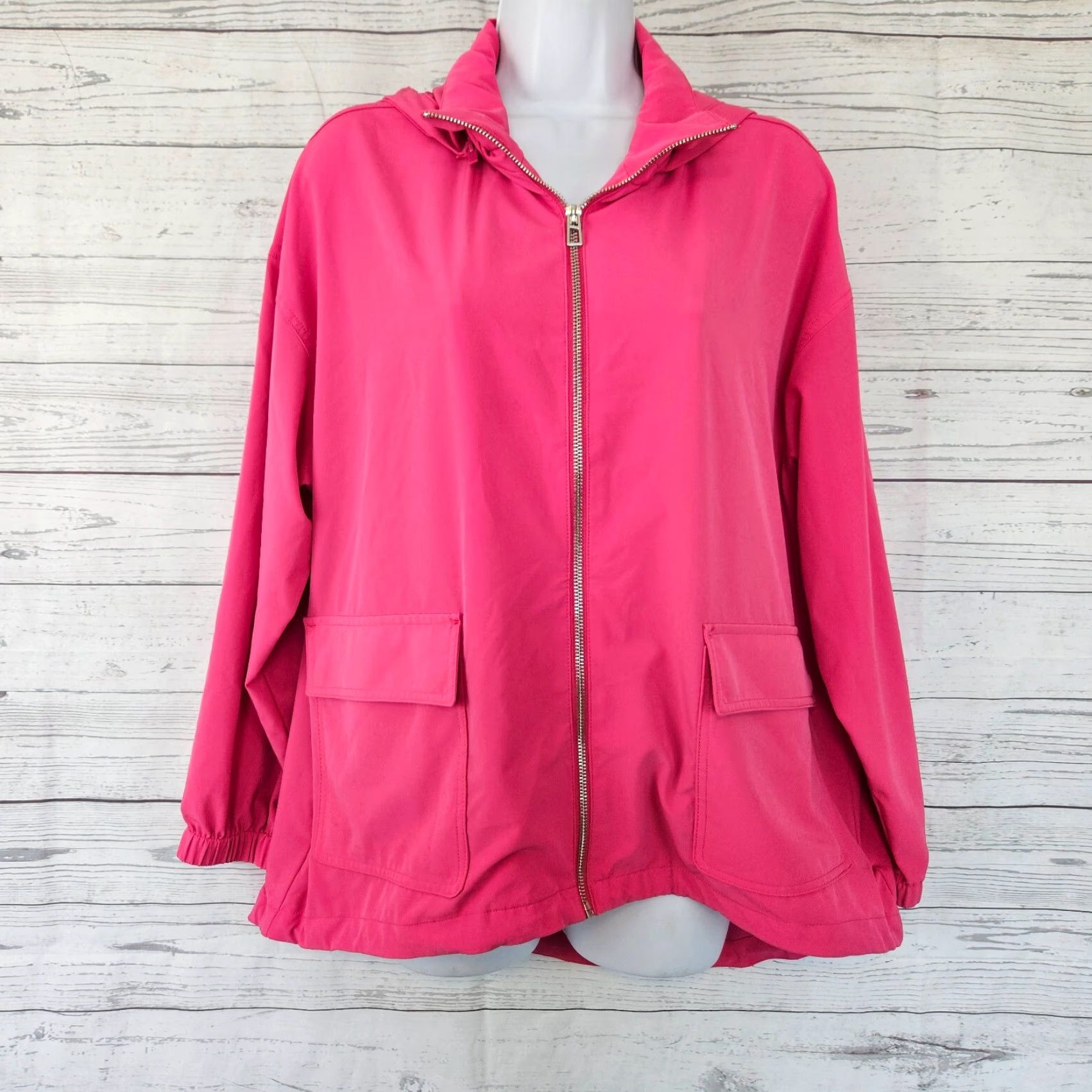 Vintage Chicos Womens Jacket Sz 12 Solid Pink Removable Hood Womens Size XL / US 12-14 / IT 48-50 - 2 Thumbnail
