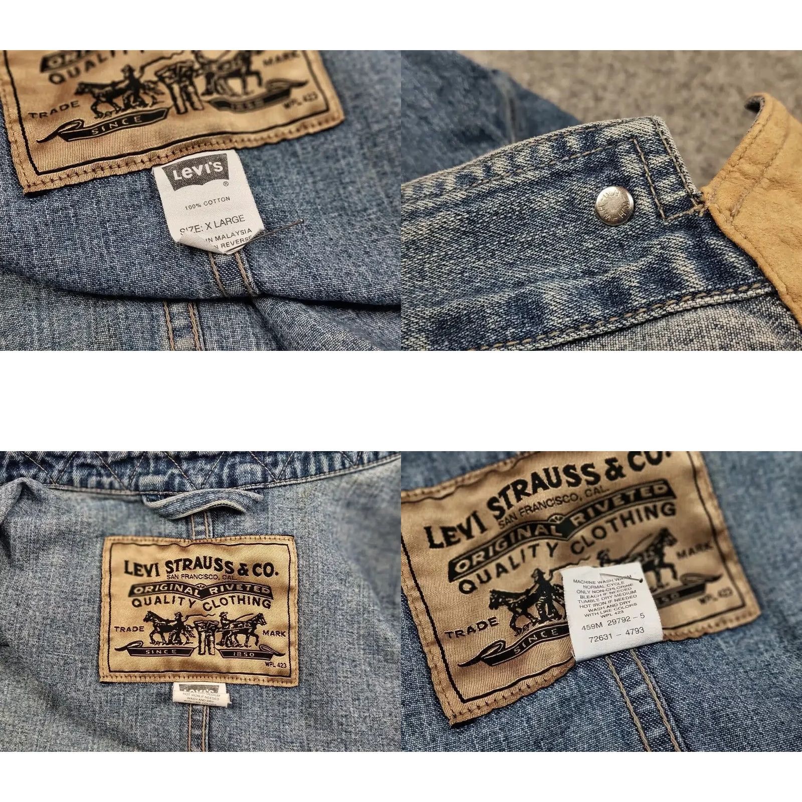 Levi's VINTAGE Levi's Coverall Denim Jacket XL Blue 90s Vintage Style Workwear Mens Jacket Size US 36 / EU 52 - 10 Thumbnail