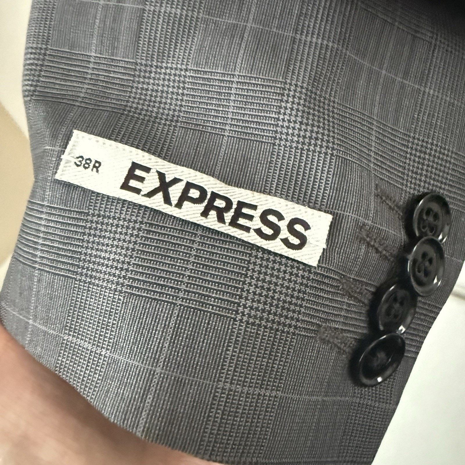 Express Express Photographer Fitted Wool Blazer Plaid Jacket Classic Size 38R - 5 Thumbnail